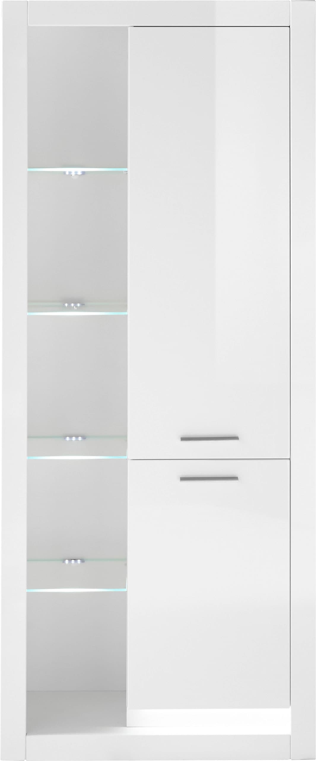 Vitrine HOME AFFAIRE, B:80cm H:196cm T:37cm, weiß, FSC-zertifizierter Holzwerkstoff, Wohnzimmer, Schränke, "MERAN", Höhe ca. 196 cm