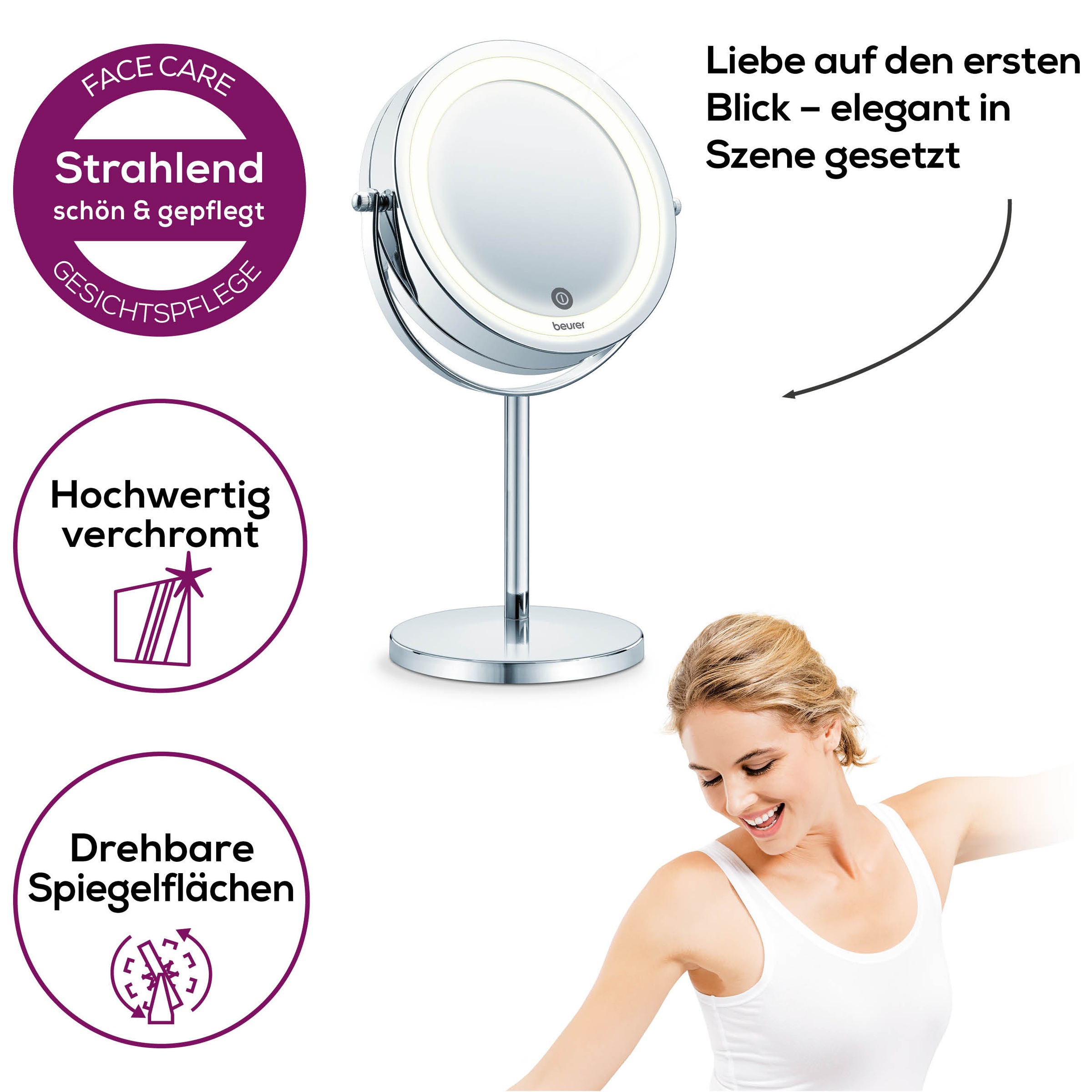 BEURER Kosmetikspiegel "BS 55 beleuchteter Kosmetikspiegel mit 7-facher Ver günstig online kaufen