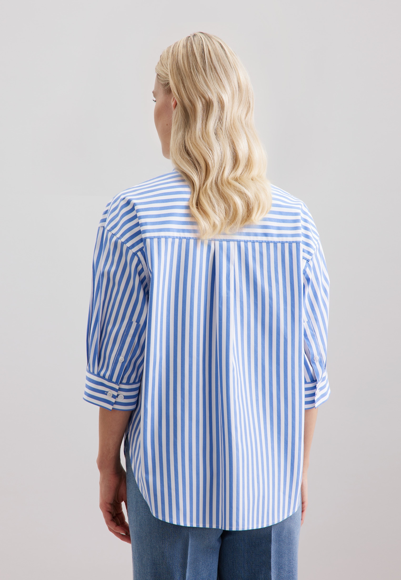 seidensticker Longbluse »Schwarze Rose«, Kurzarm Kragen Streifen