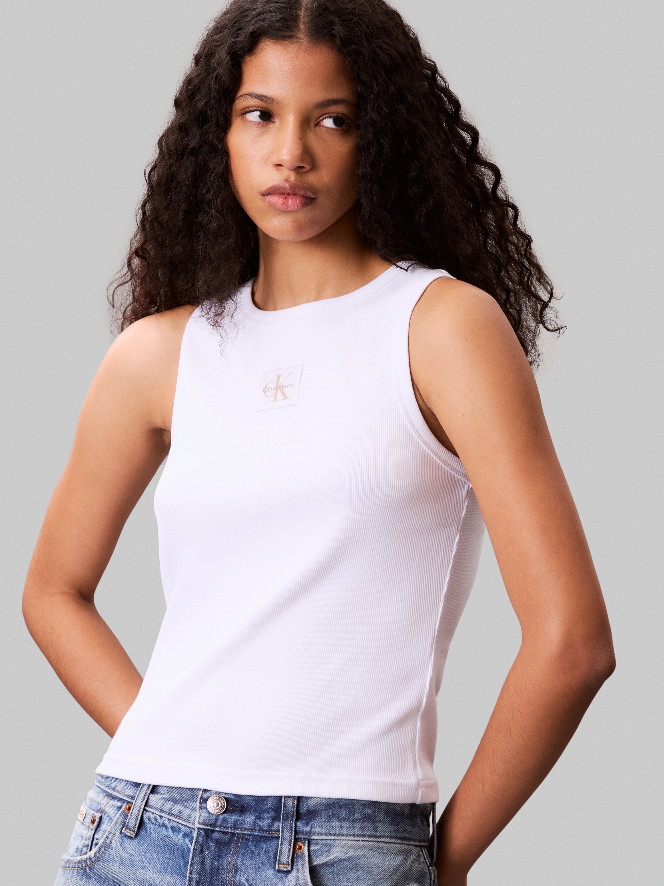 Calvin Klein Jeans Tanktop "A - WVN LBL 2X2 CTTN", Mit Rundhalsausschnitt günstig online kaufen