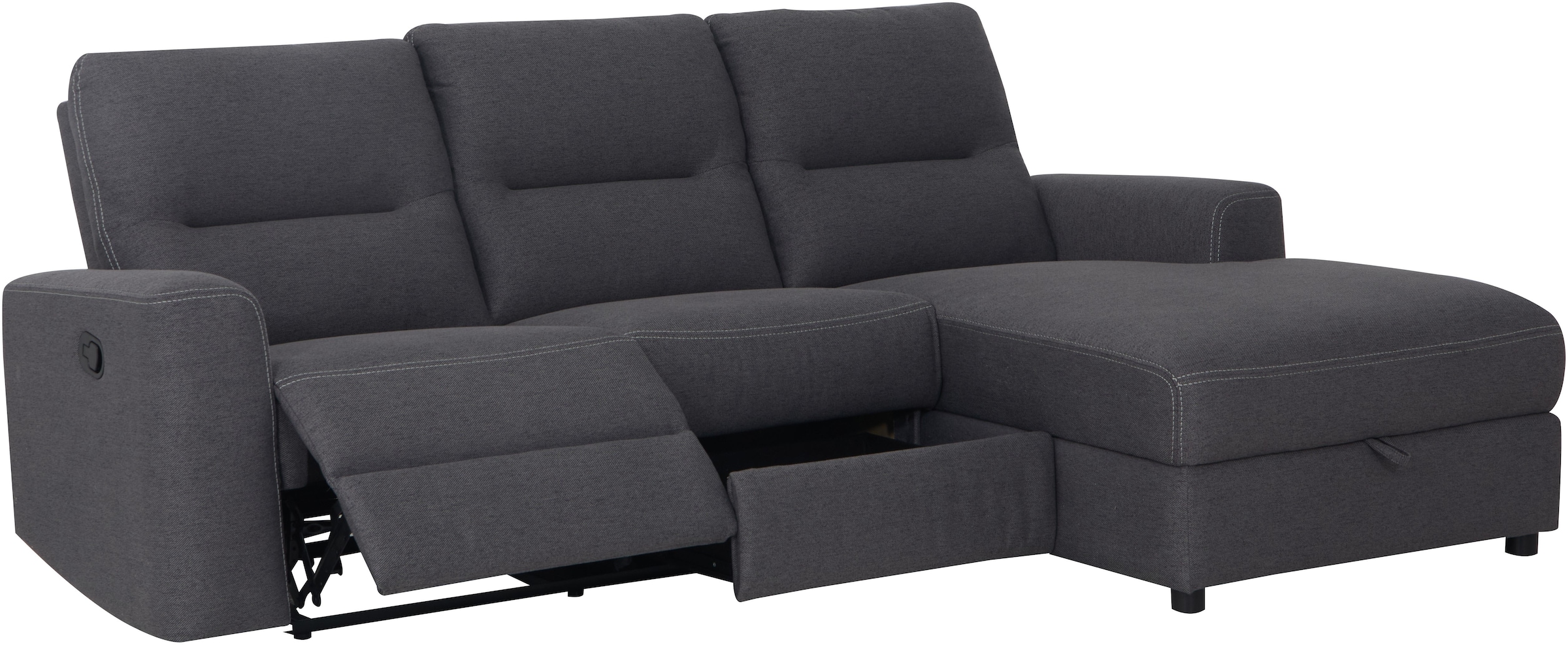 Home affaire Ecksofa »VENOIR, L-Form, 250 cm, manuelle u. elektrische Funktion (m. USB A/C)«, Stauraum unter der Recamiere, 2. Staufach, Federkern