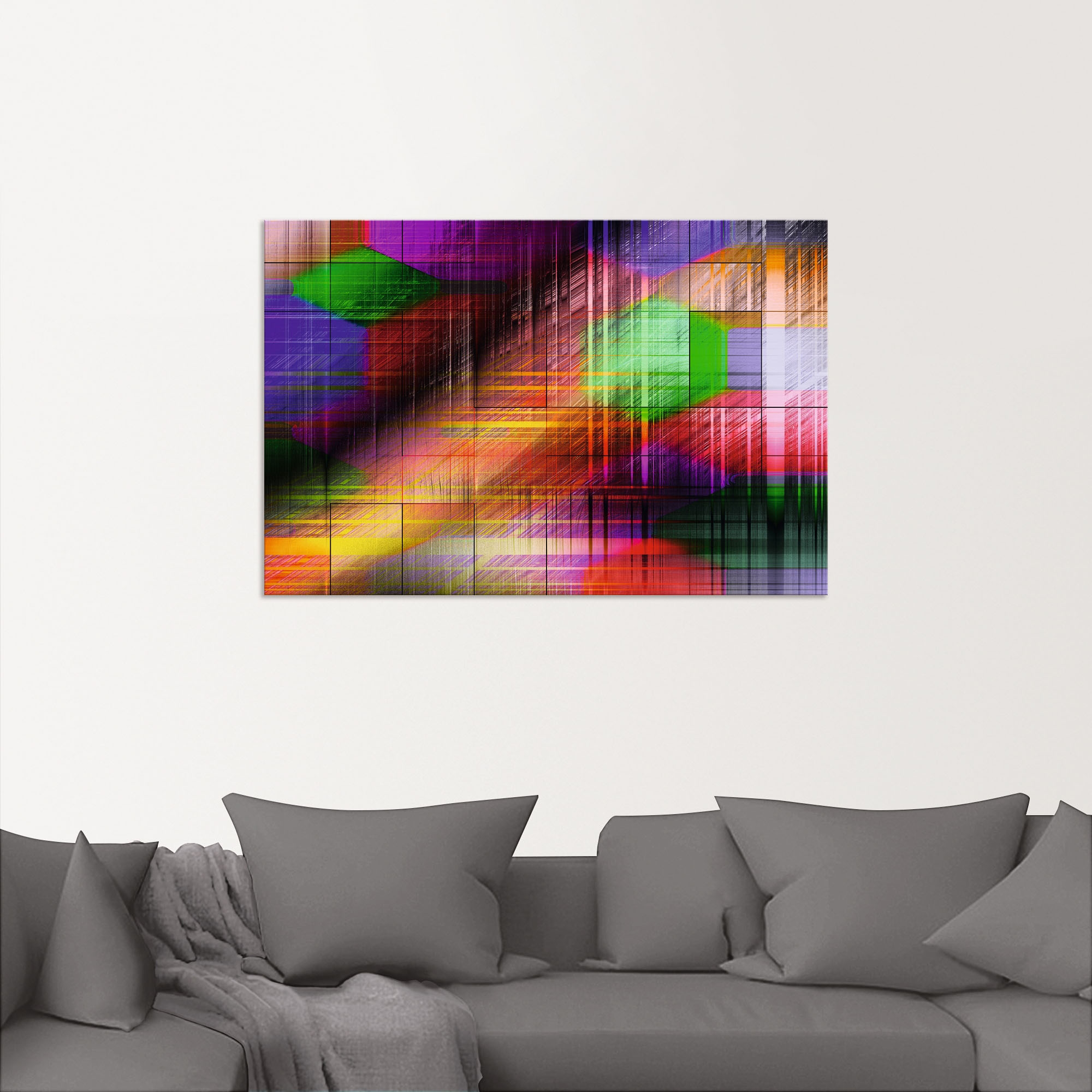 Artland Alu-Dibond-Druck »Bunte Linien II«, Muster, (1 St.), für Innen- und Außenbereich geeignet, Outdoorbild