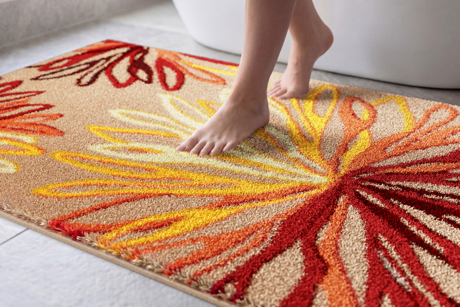 Grund 1100000002199 »Art« Höhe 20 mm rutschhemmend beschichtet fußbodenheizungsgeeignet florales Muster, elegante Badematte