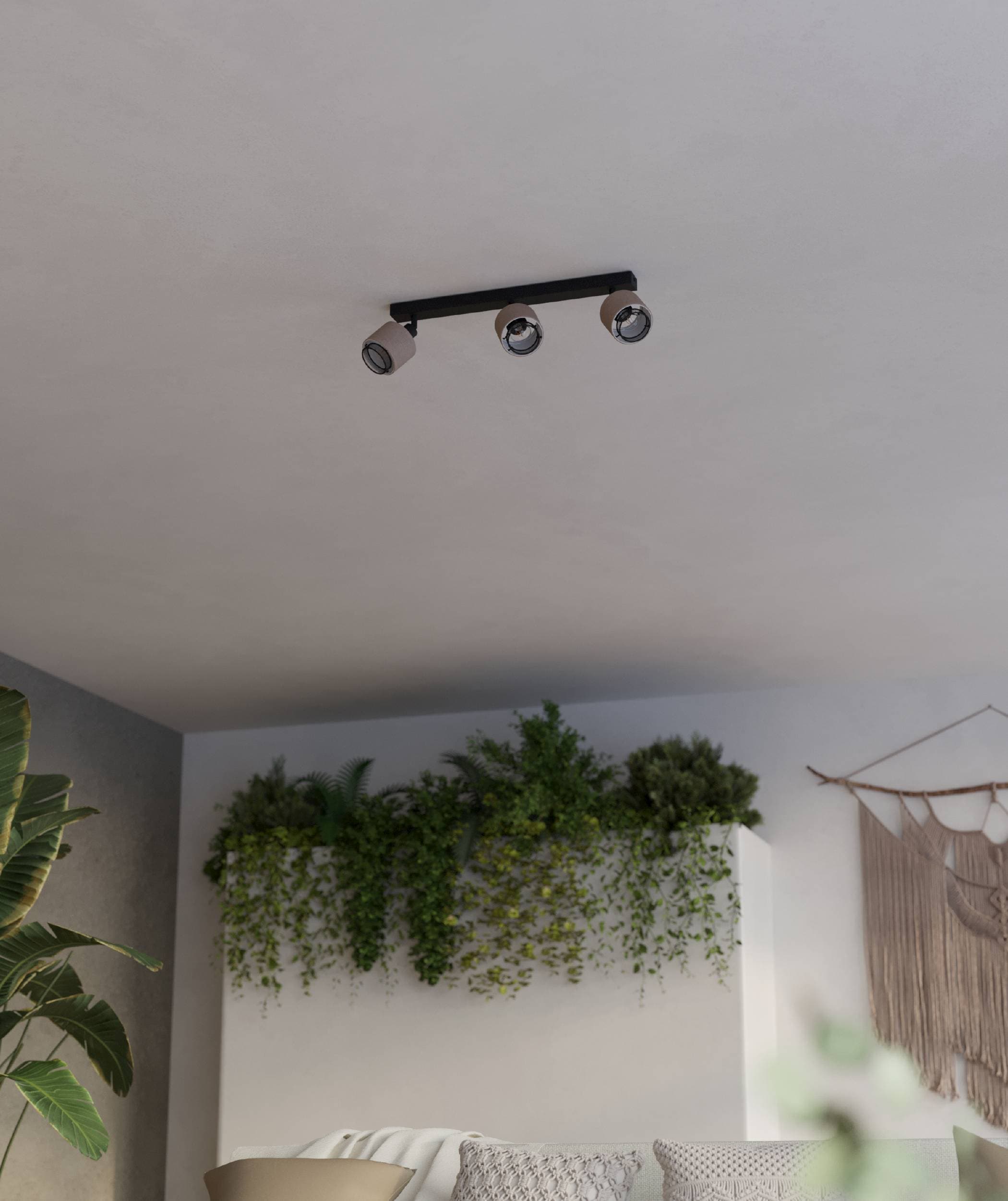 EGLO Deckenleuchte »Rosley Deckenstrahler, Textil und Metall, schwenkbare Spots, E14« E14 1 Stk. Spot - L43 x B9 x H18,5 cm - schwarz - 3X40W exkl.