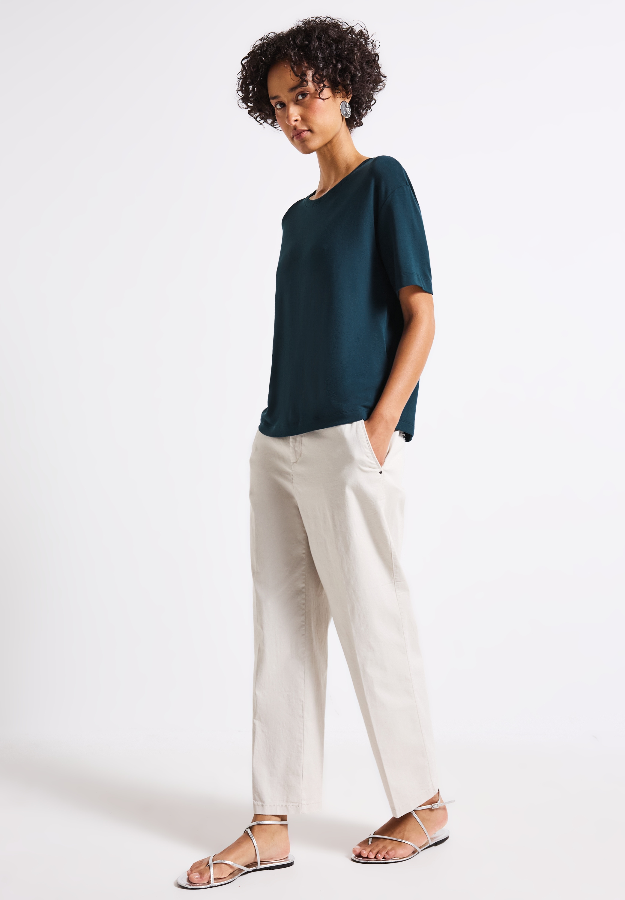 STREET ONE T-Shirt, aus elastischem Materialmix