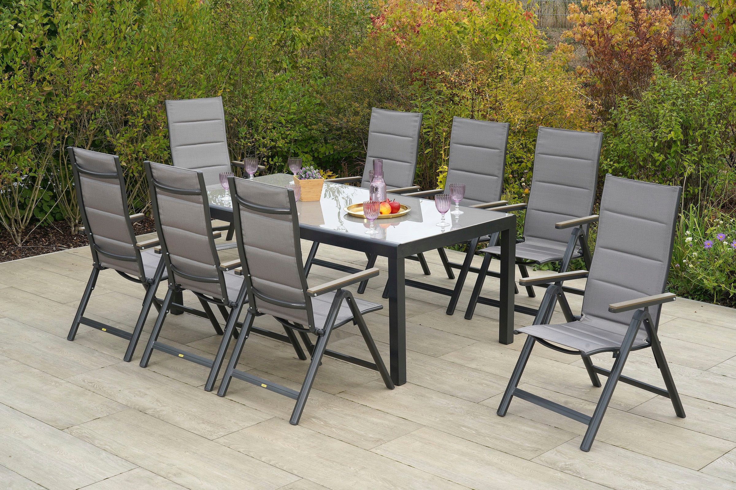Garten-Essgruppe MERXX, grau, Aluminium, Polyester, Sitzmöbel-Sets, "Trivero"