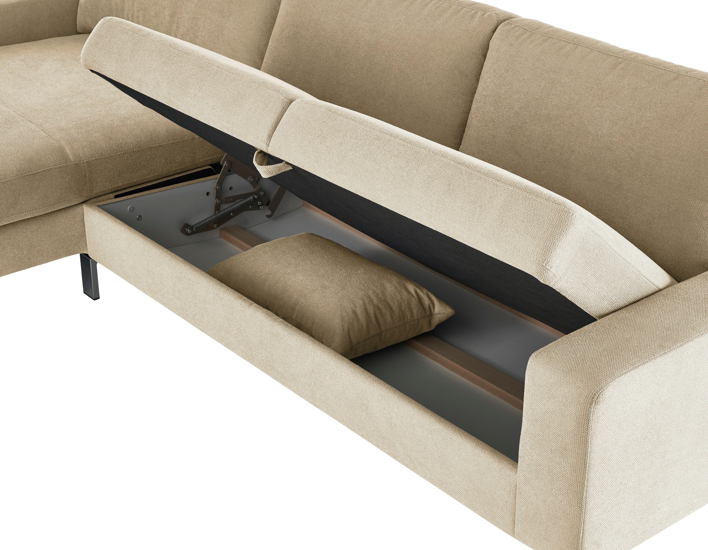 3C Candy Ecksofa »Lecce, wahlweise PUR-Schaumstoff oder Tonnentaschenfederkern«, Bett im 2,5-Sitzer, teilmotorische Schlaffunktion im Longchair, L-Form