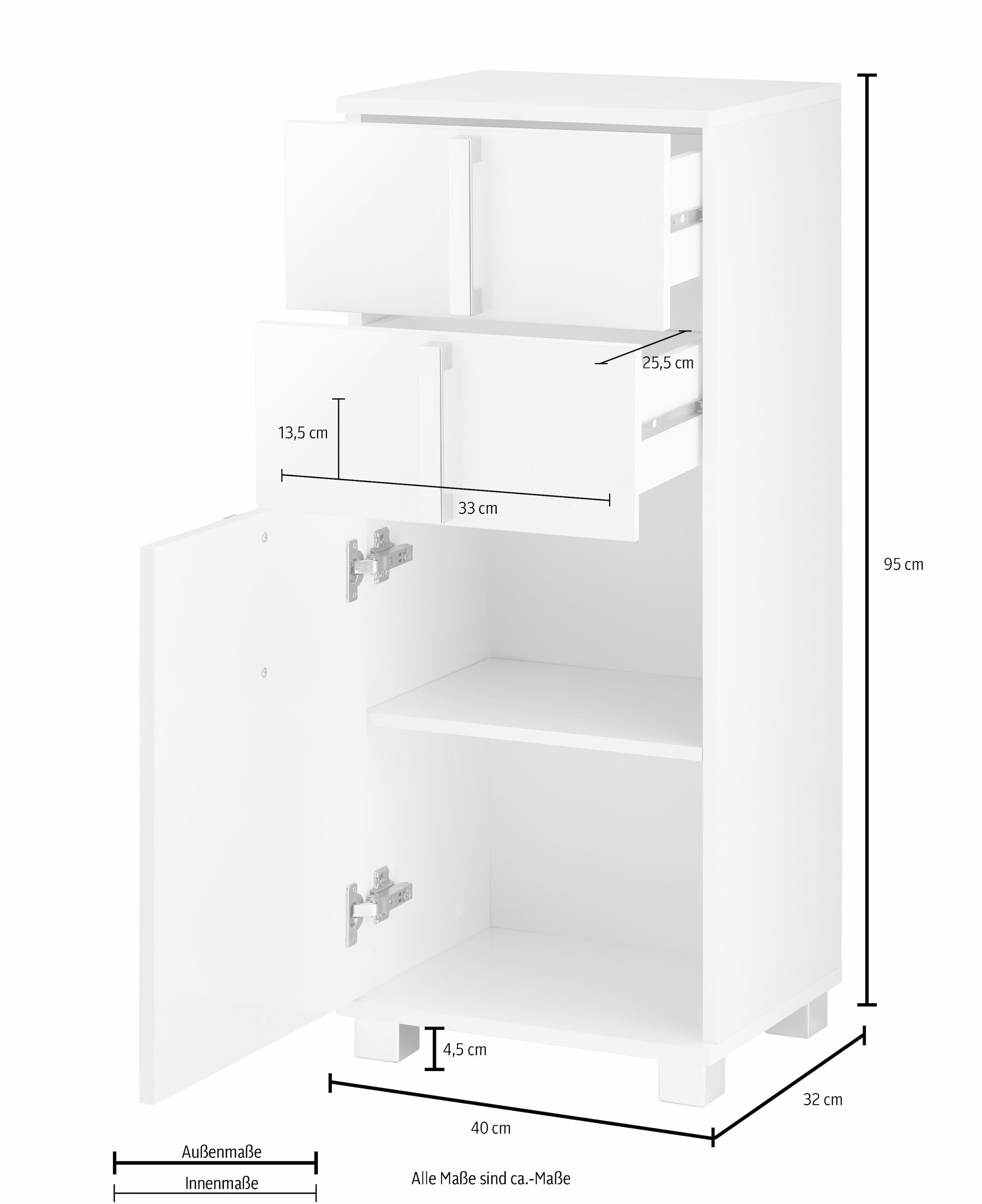 Unterschrank Breite | mit Schildmeyer Metallgriffen, mit »Kampen«, 40 bestellen BAUR Soft-Close-Funktion cm, Tür