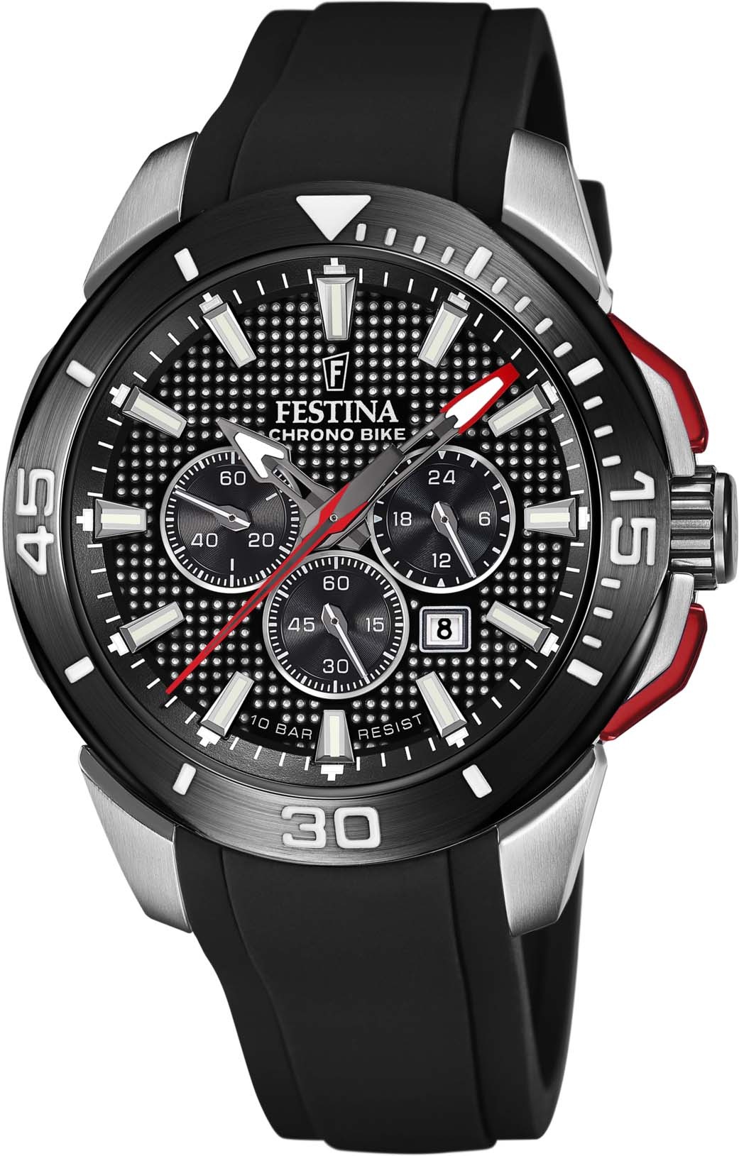 Festina "Chrono Bike" Armbanduhr, Quarzuhr, Herrenuhr, Stoppfunktion, bis 10 bar wasserdicht
