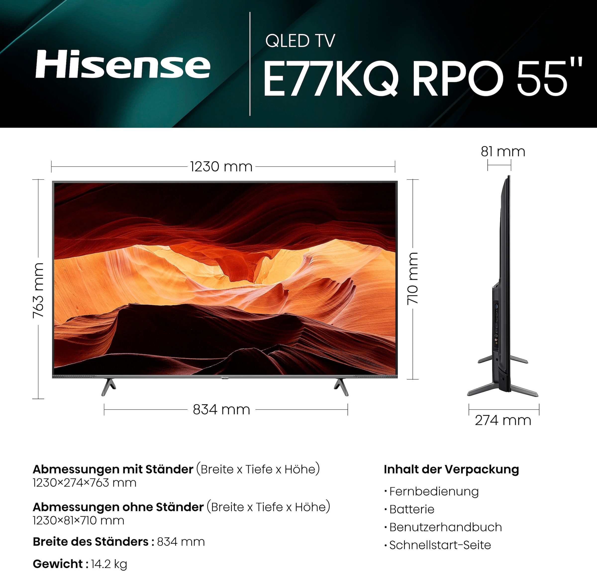 Hisense QLED-Fernseher »55E7KQ PRO«, 139 cm/55 Zoll, 4K Ultra HD, Smart-TV  | BAUR | alle Fernseher