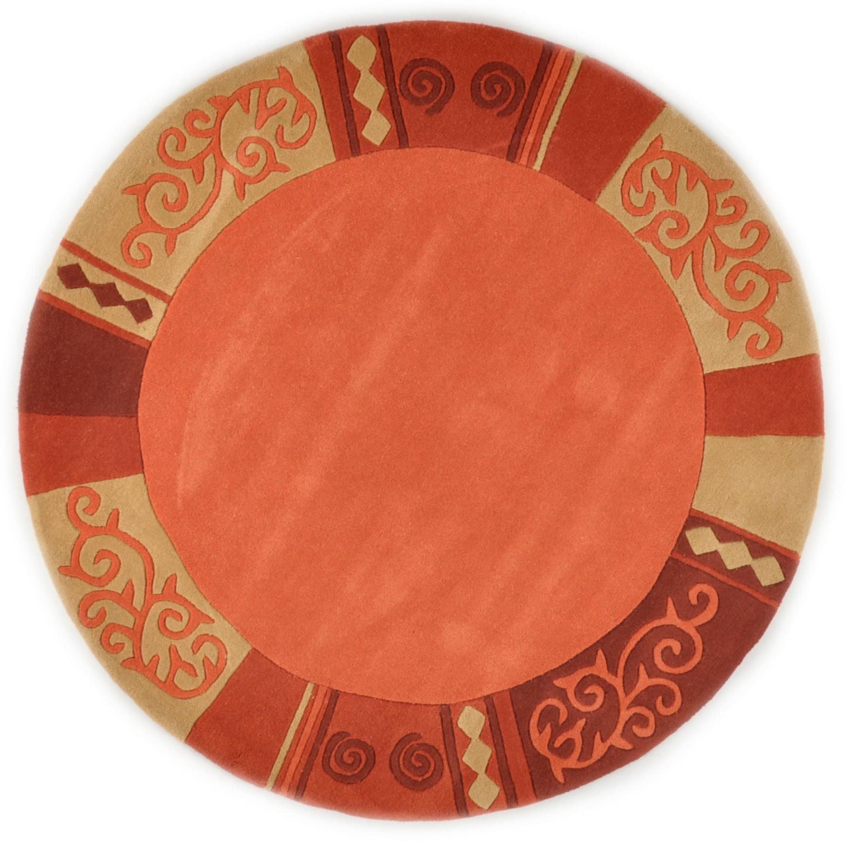 THEKO Wollteppich "Ambadi" rund 14 mm Höhe reine Schurwolle, handgetuftet, mit Bordüre, modern