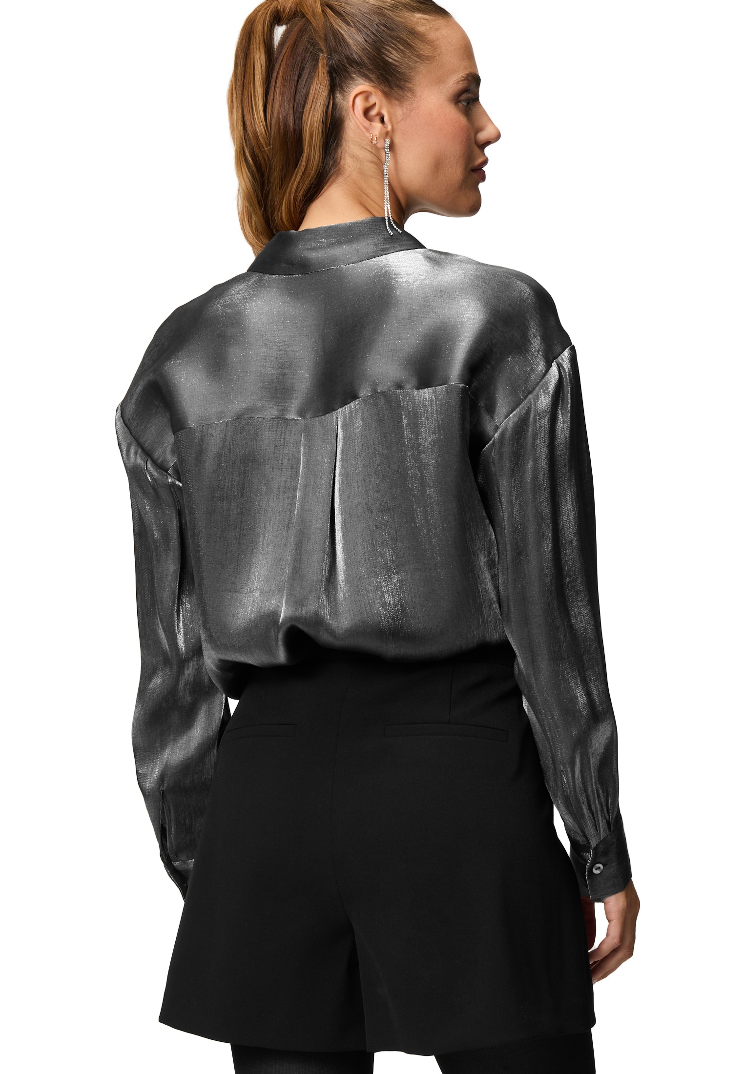 Zero Klassische Bluse »zero Bluse glänzend mit Knopfleiste«