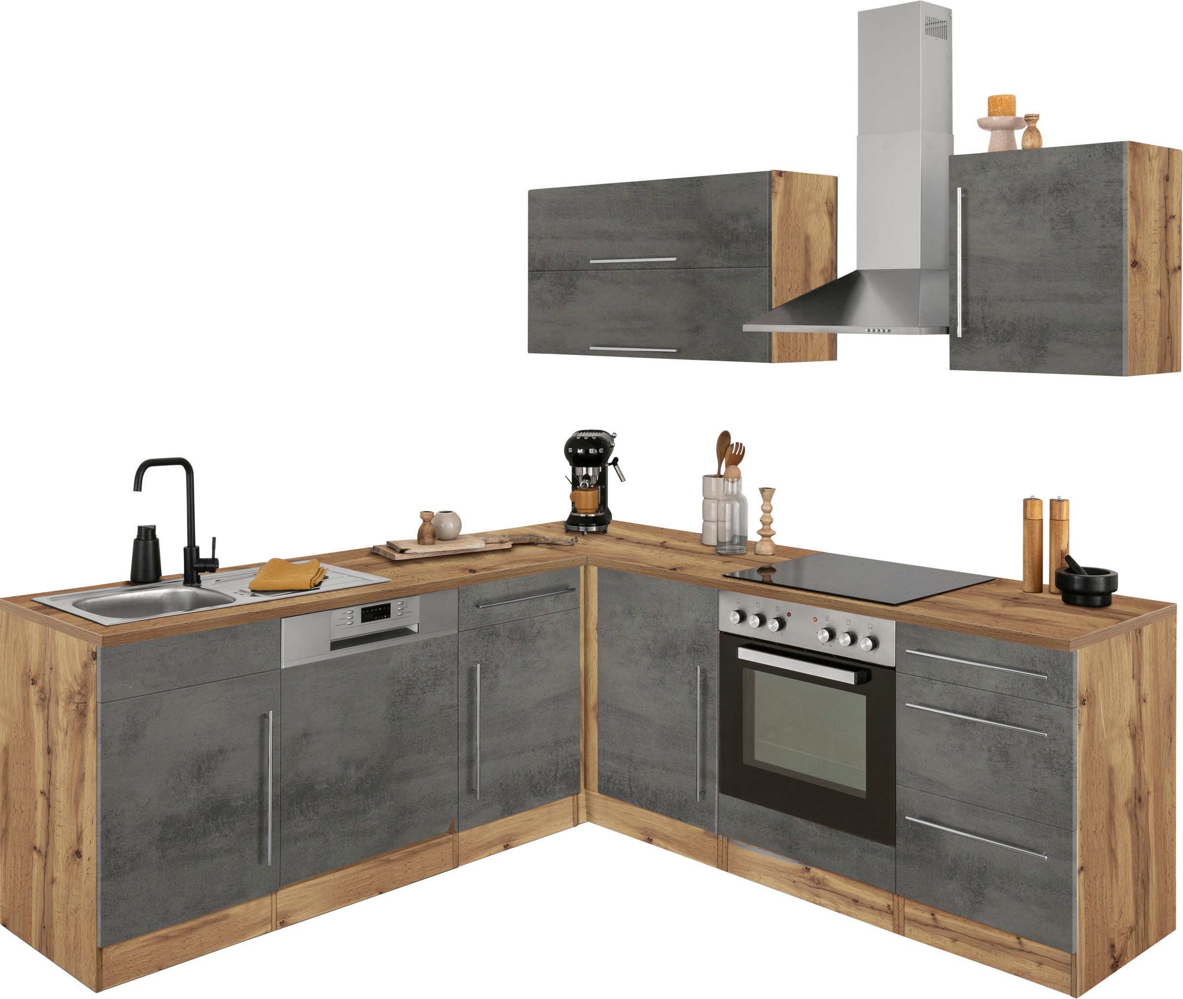 KOCHSTATION Winkelküche "KS-Samos" Stellbreite 220x220 cm, wahlweise mit E- günstig online kaufen