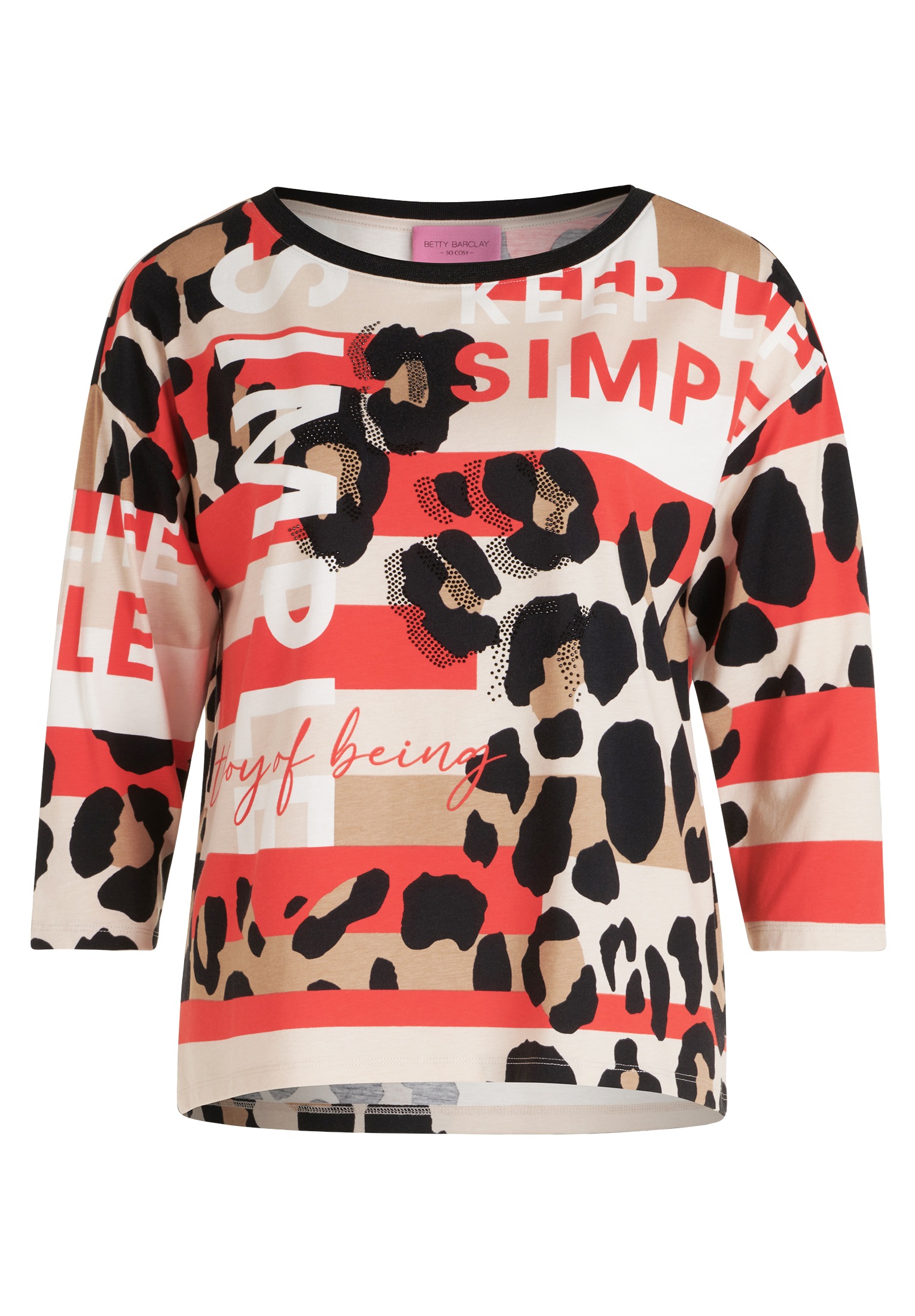 Betty Barclay 3/4-Arm-Shirt »Betty Barclay Printshirt mit Seitenschlitzen«, (1 tlg.), Glitzersteine