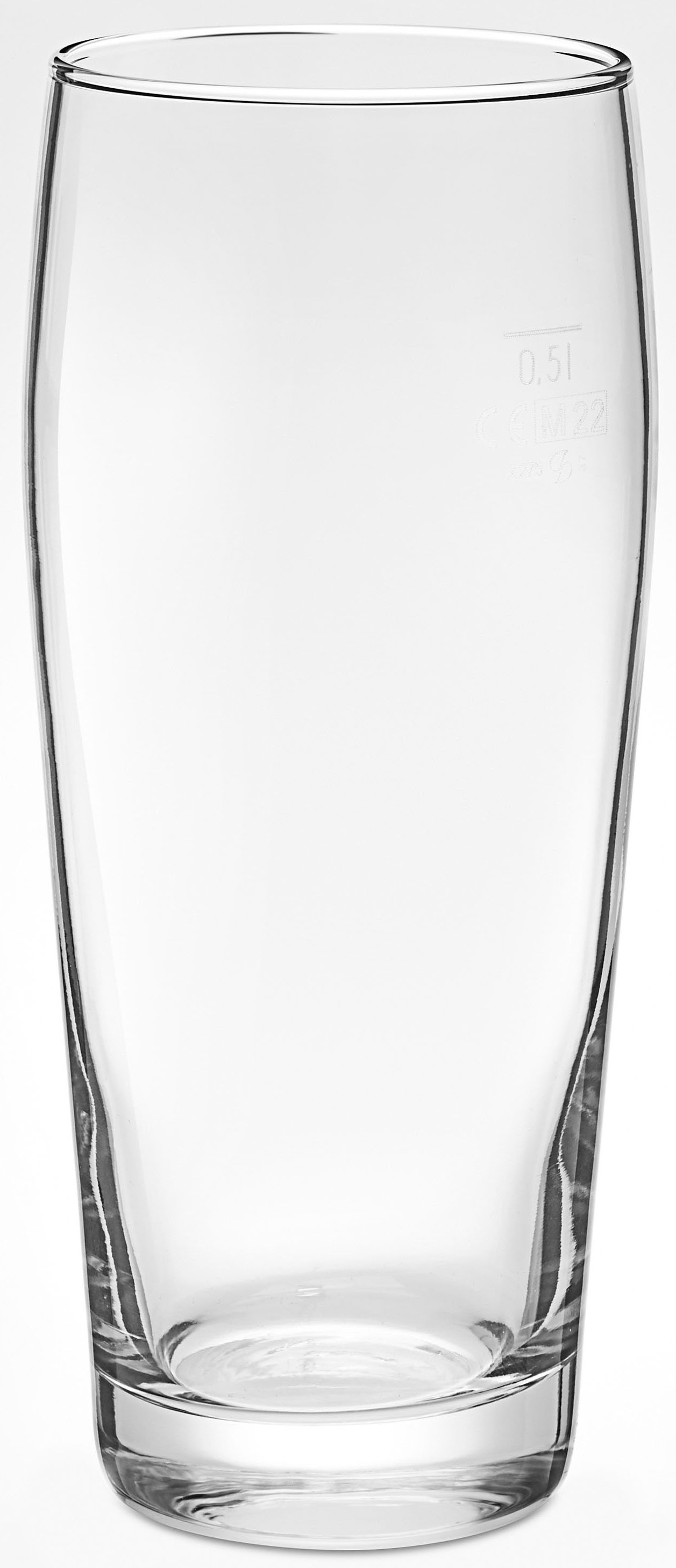 VAN WELL Bierglas "Willybecher", Ø 7,5cm x 18,5cm, 500ml, 12 Stk., transparent, Trinkgefäße, 0,5 L, geeicht, spülmaschinenfest, Gastronomiequalität,