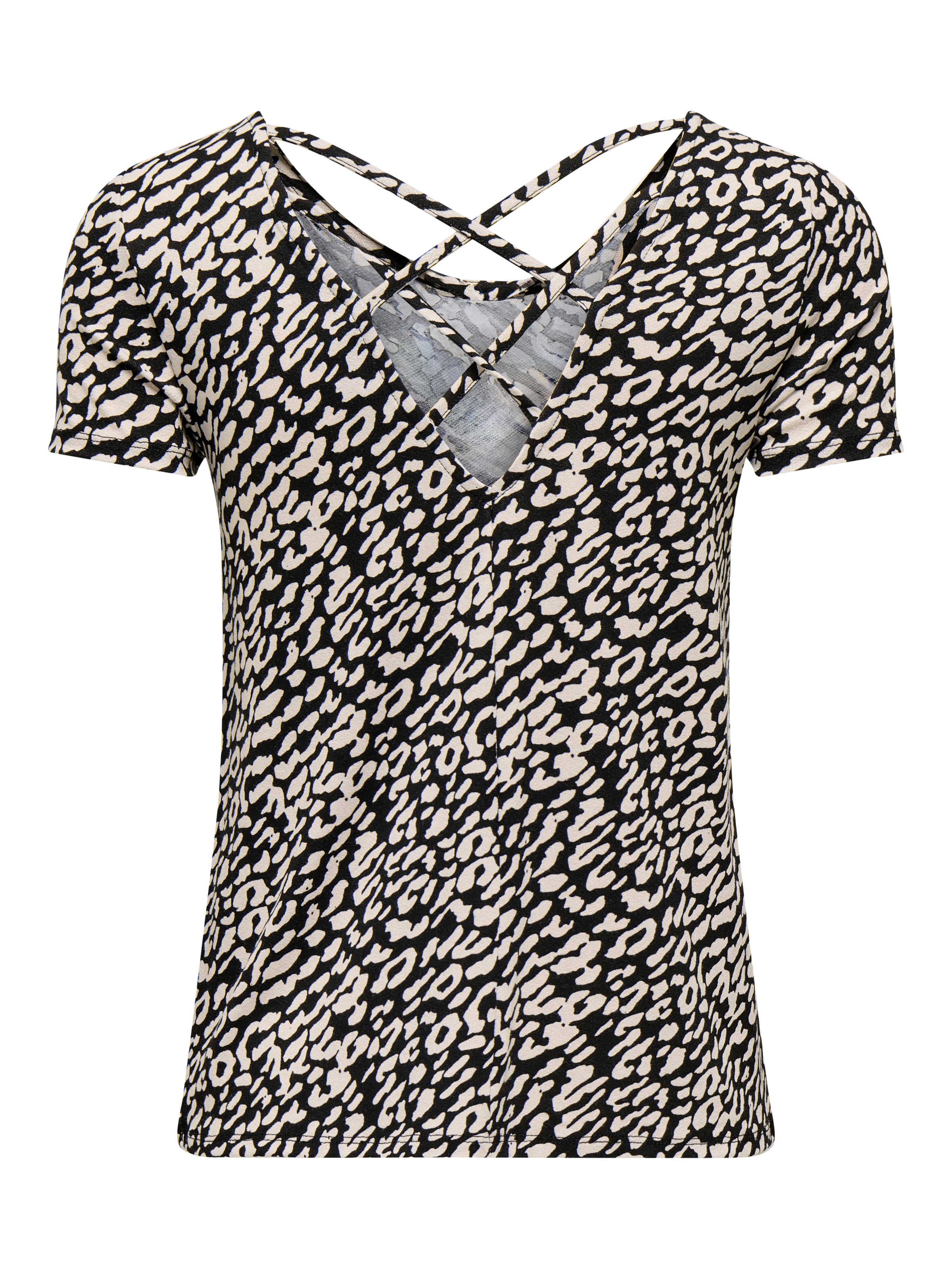 ONLY Onlbera Back Lace Up Short Sleeve Top Women's M Black 4