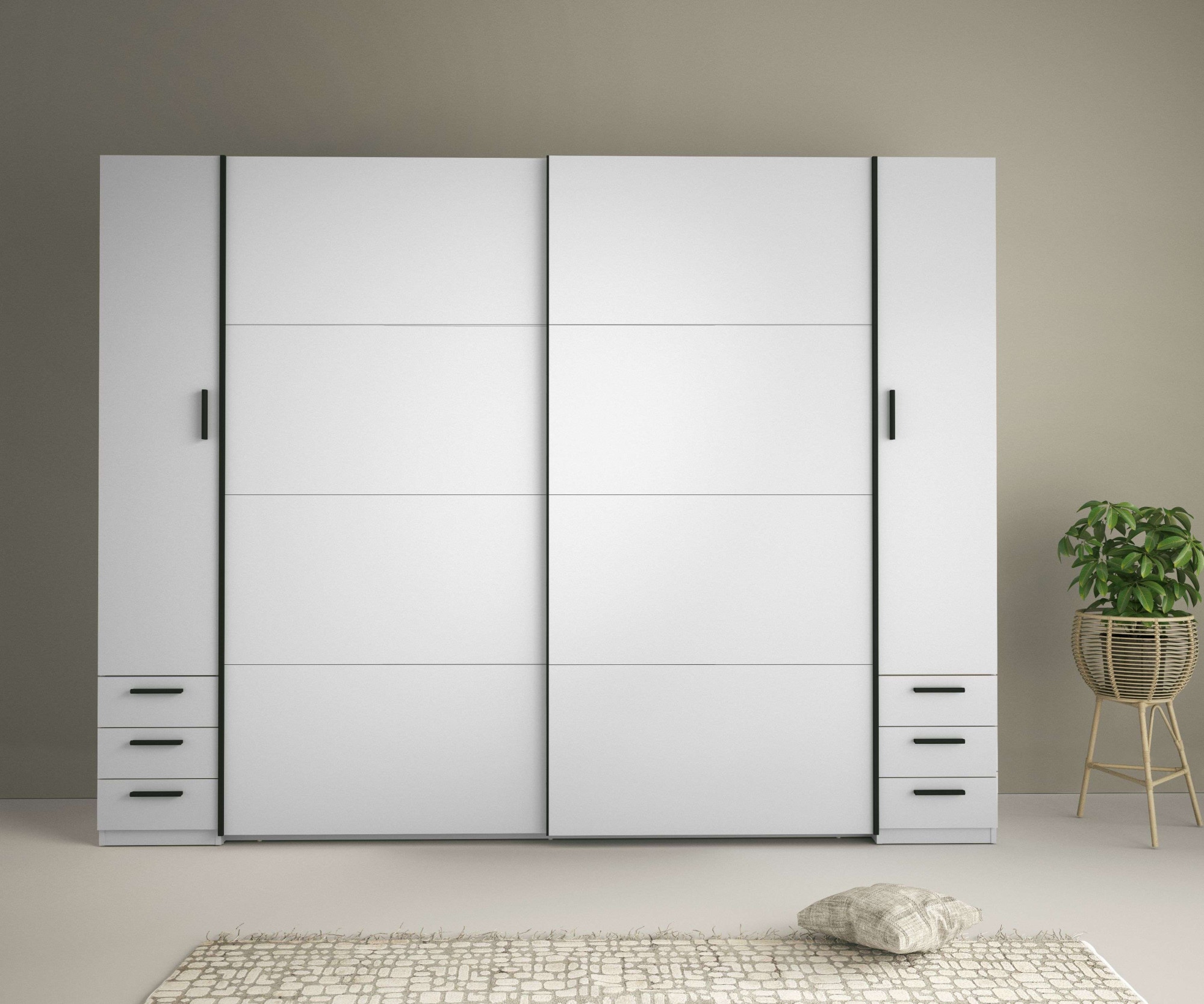 Home affaire 1100000002199 "Antioch, FSC-zertifiziert, mit Dreh-UND Schiebetüren" B/T/H 270/61,4/207cm, inklusive Einlegeböden und Kleiderstangen, mit oder ohne Spiegel und Schubladen - YOUR Choice