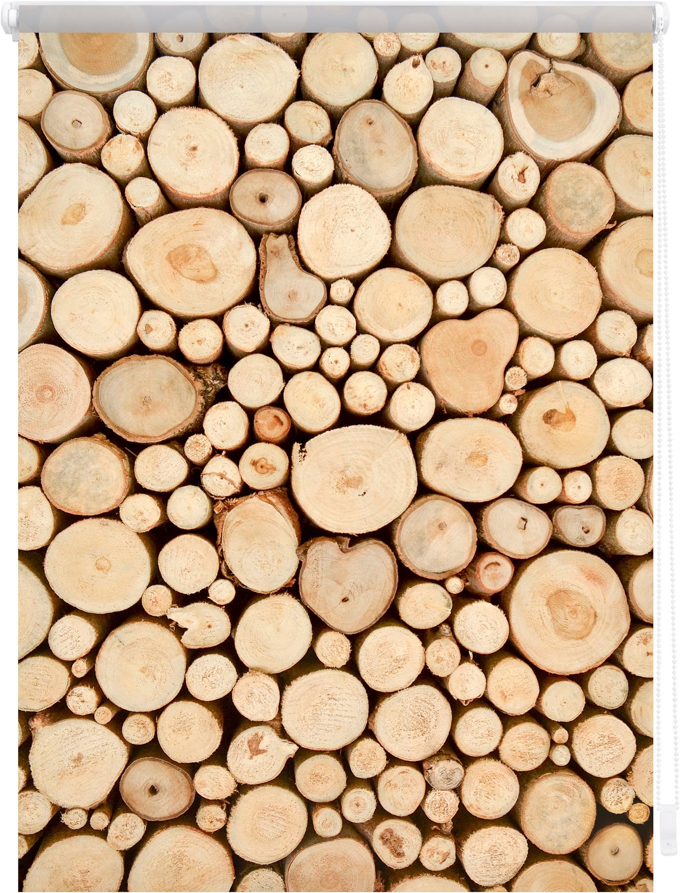LICHTBLICK ORIGINAL Seitenzugrollo »Klemmfix Motiv BAUR | Holzstapel«, bedruckt ohne Bohren, Lichtschutz, freihängend