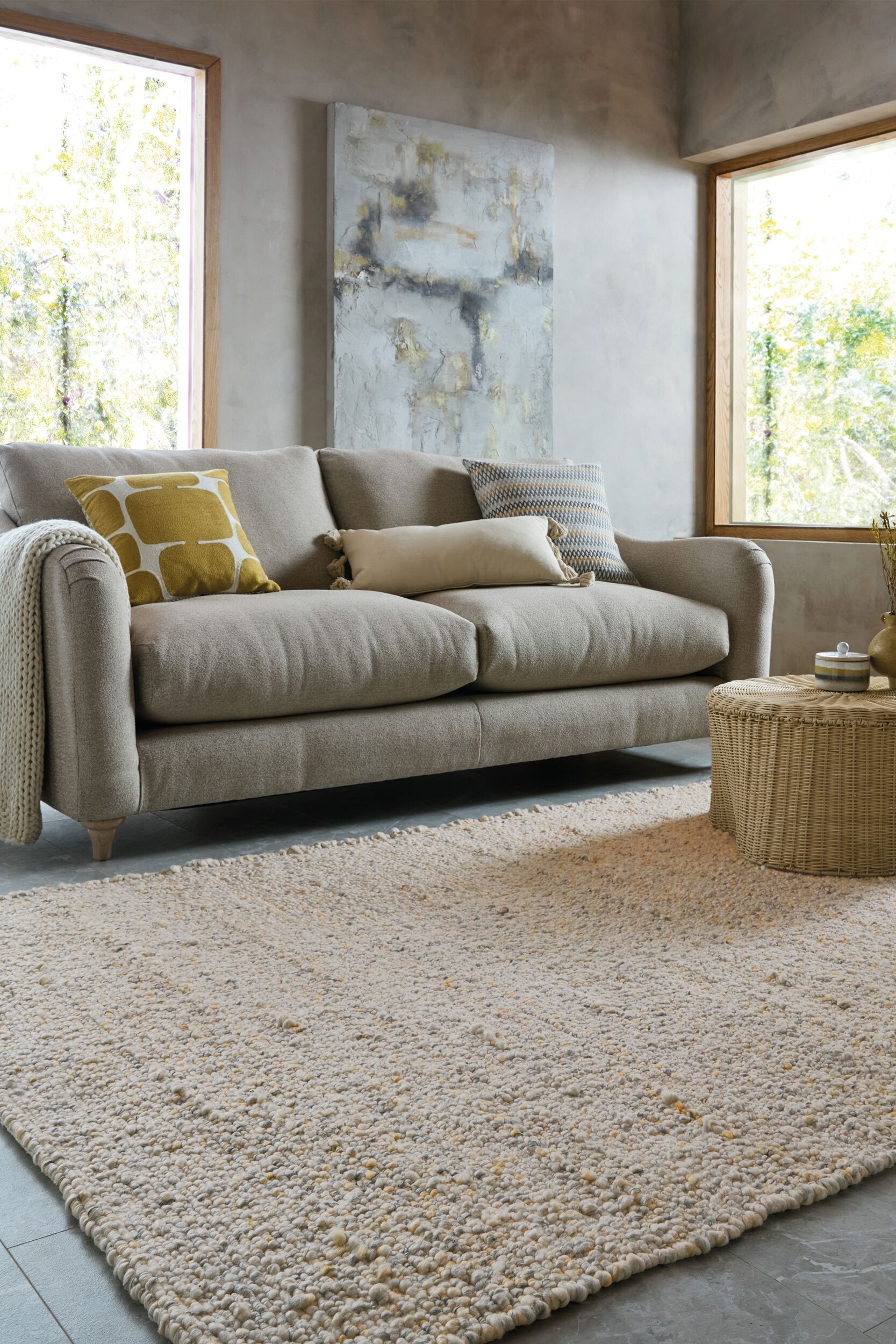 FLAIR RUGS Designteppich "FINLEY" rechteckig 10 mm Höhe Bouclé-Design in Wolloptik