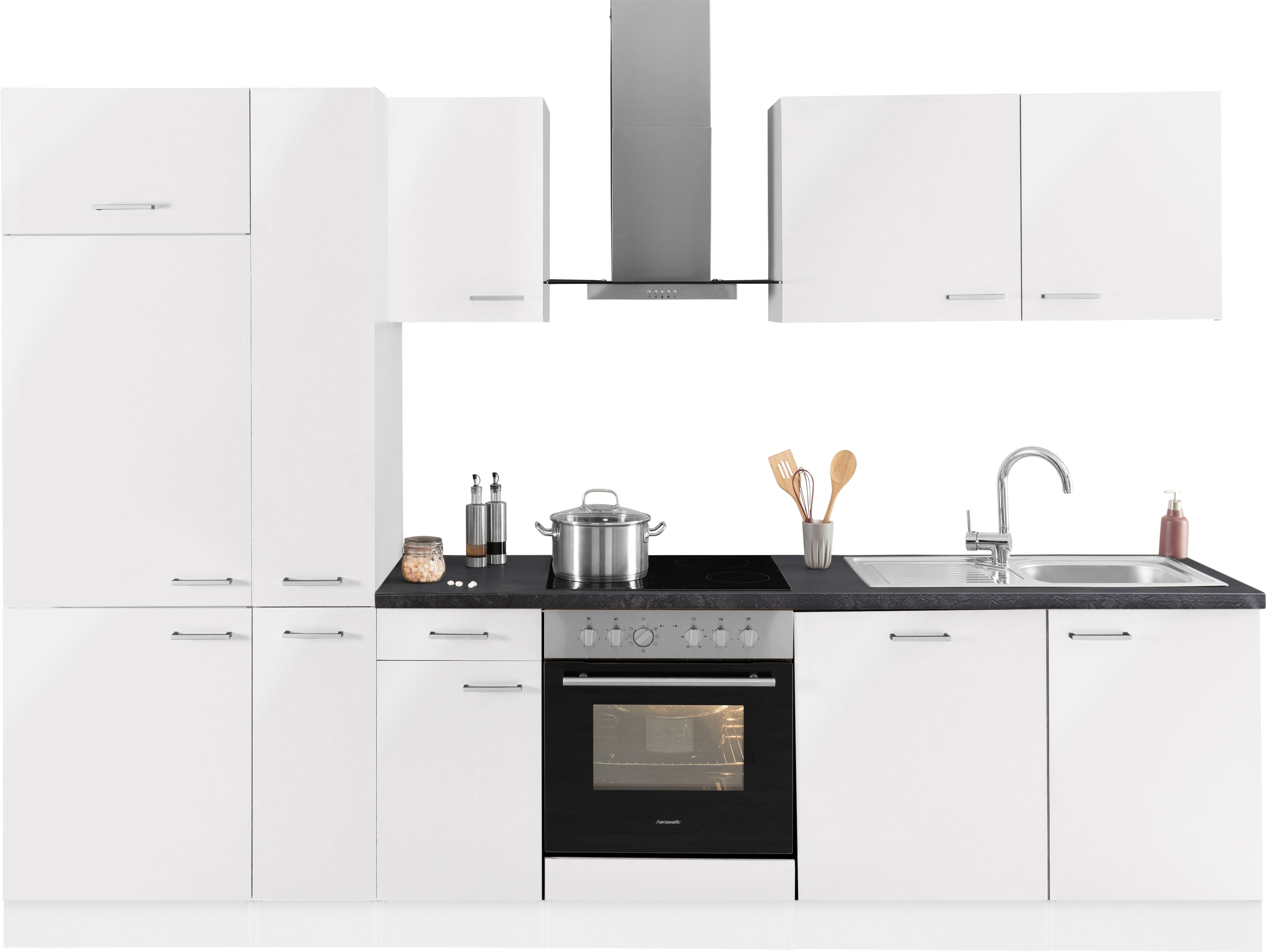 OPTIFIT Küchenzeile "Iver Breite 300 cm" mit Hanseatic E-Geräten, inkl. Kühlschrank