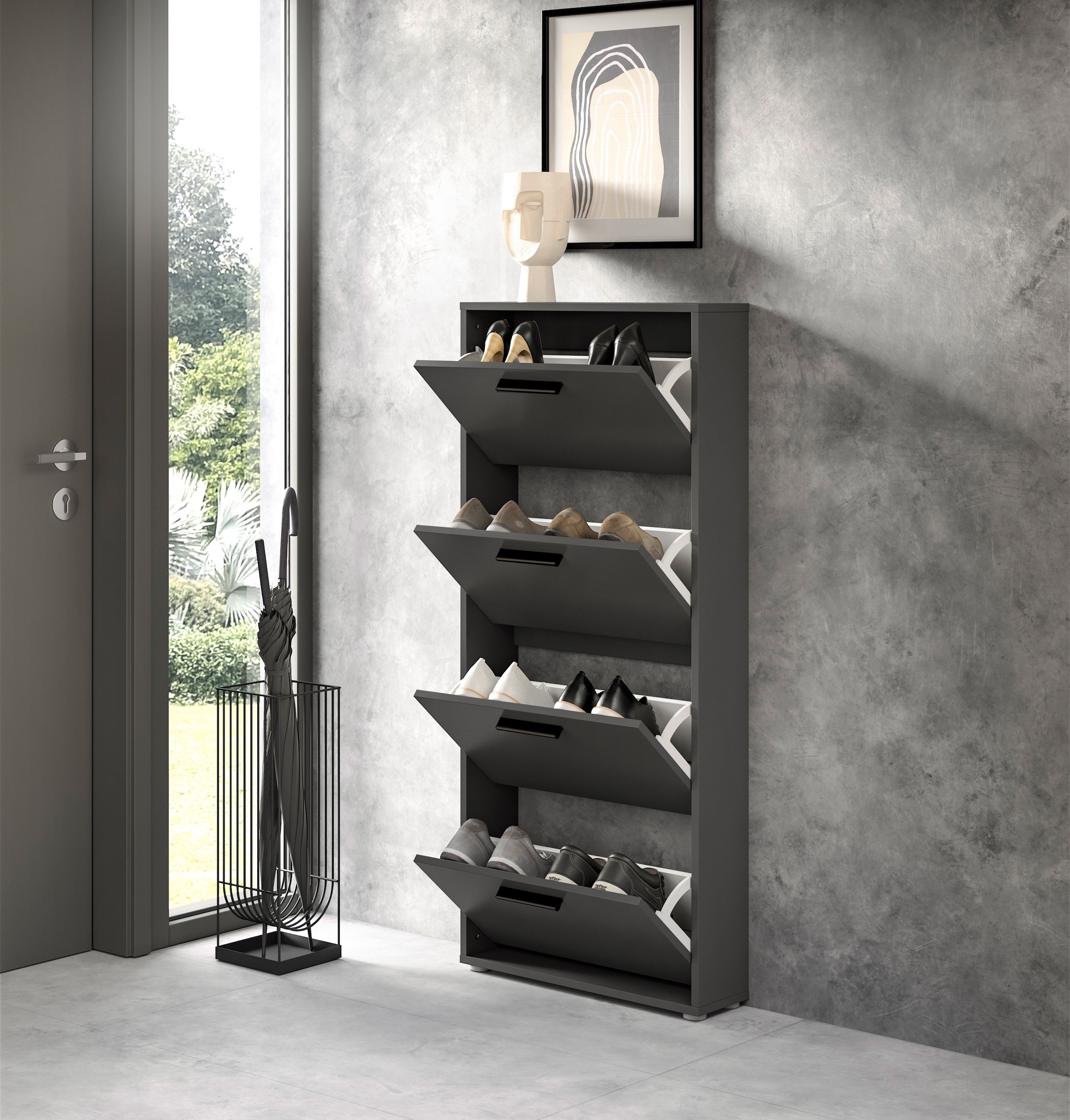 HBZ Schuhkipper »Sam Schuhkipper, Schuhschrank BxHxT 59x136x17 cm«, (1 St.), mit 4 Klappen