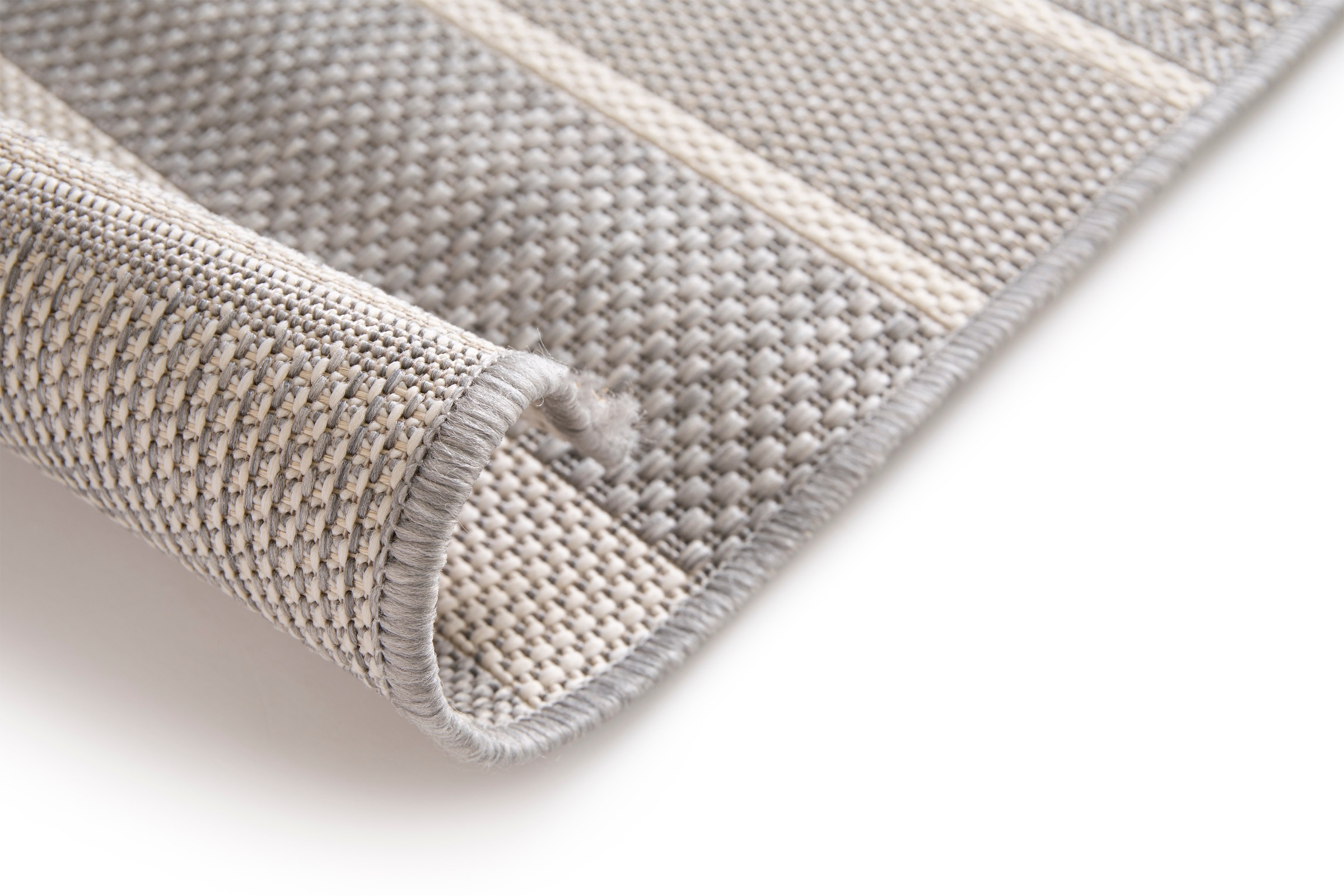 Teppich "Outdoorteppich ELDORADO Rigato, Made in Belgium", grau (grau,beige), B:160cm H:4mm L:230cm, Polypropylen, PRIMAFLOR-IDEEN IN TEXTIL, Teppiche, Teppich, Flachgewebe, gestreift, Scandi, In- und Outdoor geeignet, wasserfest 3