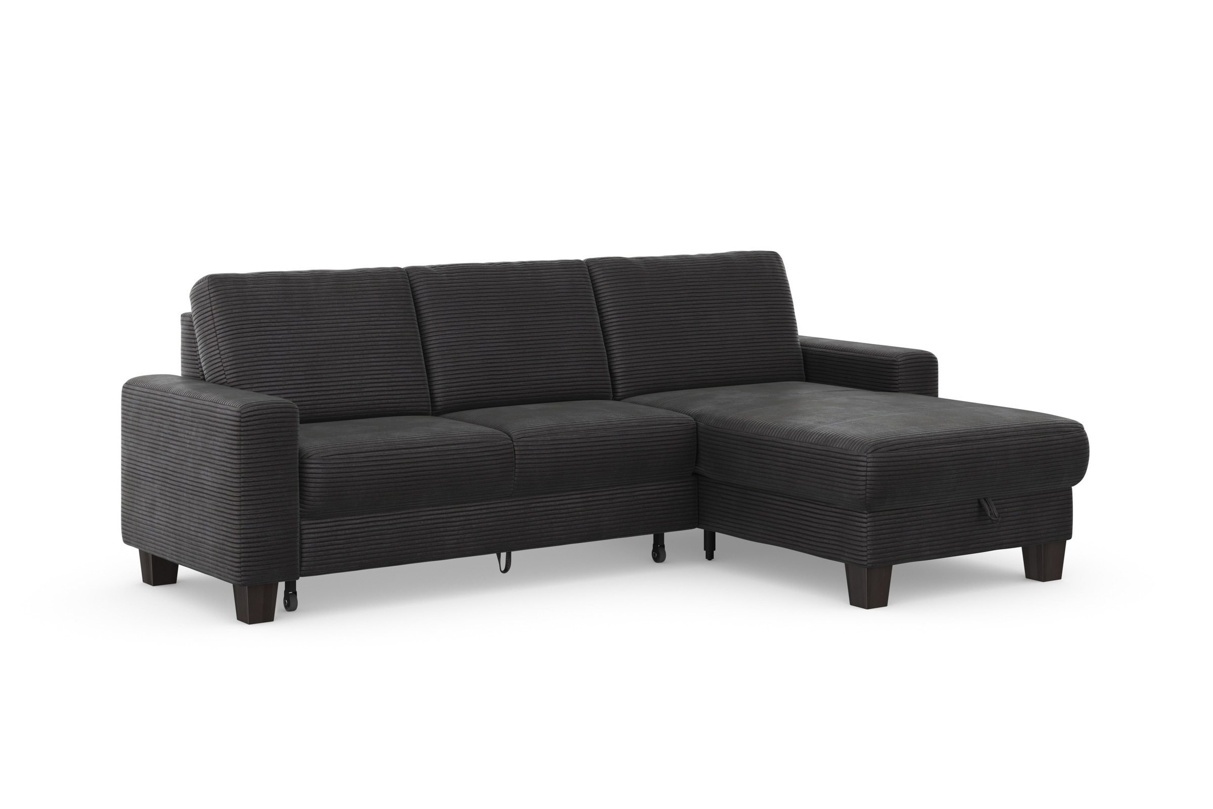 Ecksofa HOME AFFAIRE "Summer L-Form", grau, B:249cm H:91cm T:164cm, 100% Polyester, Sofas, Ecksofa, mit Recamiere, mit oder ohne Bettfunktion und Bettkasten, Cord-Bezug 6