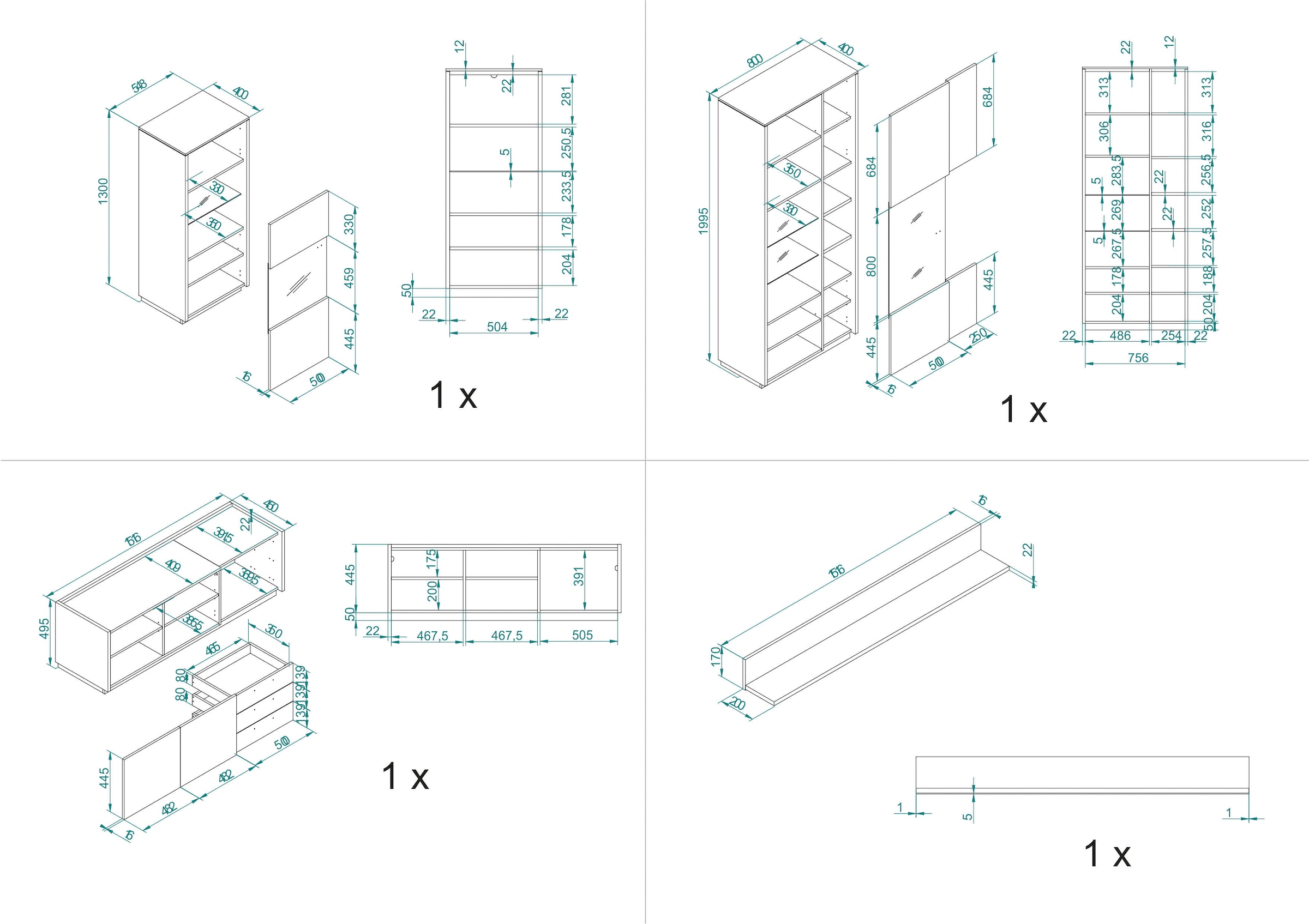 INOSIGN Schrank-Set »LARGO«, (Set, 4 St.), mit Soft-Close-Funktion