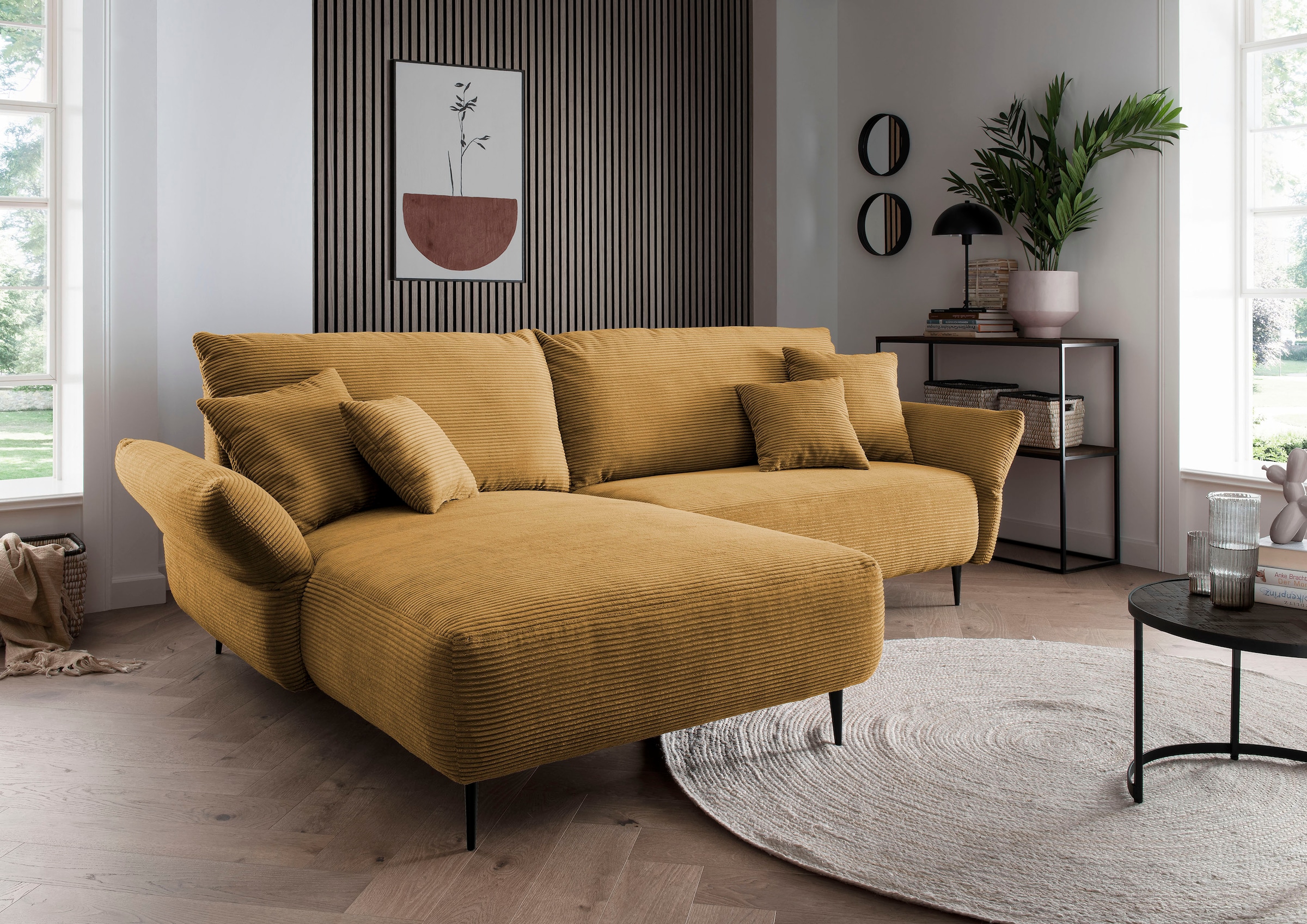 Home affaire Ecksofa "Amarena modern & bequem, verstellbare Armlehnen, L-Form" inklusive Armlehnenverstellfunktion, inkl. 4x Zierkissen