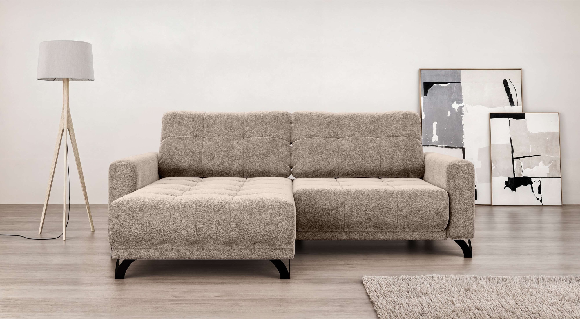 INOSIGN Ecksofa »FAIRVIEW mit verstellbaren Rückenlehne, Maße B/T/H: 234/174/93 cm«, L-Form mit Wellenunterfederung, Recamiere beidseitig montierbar