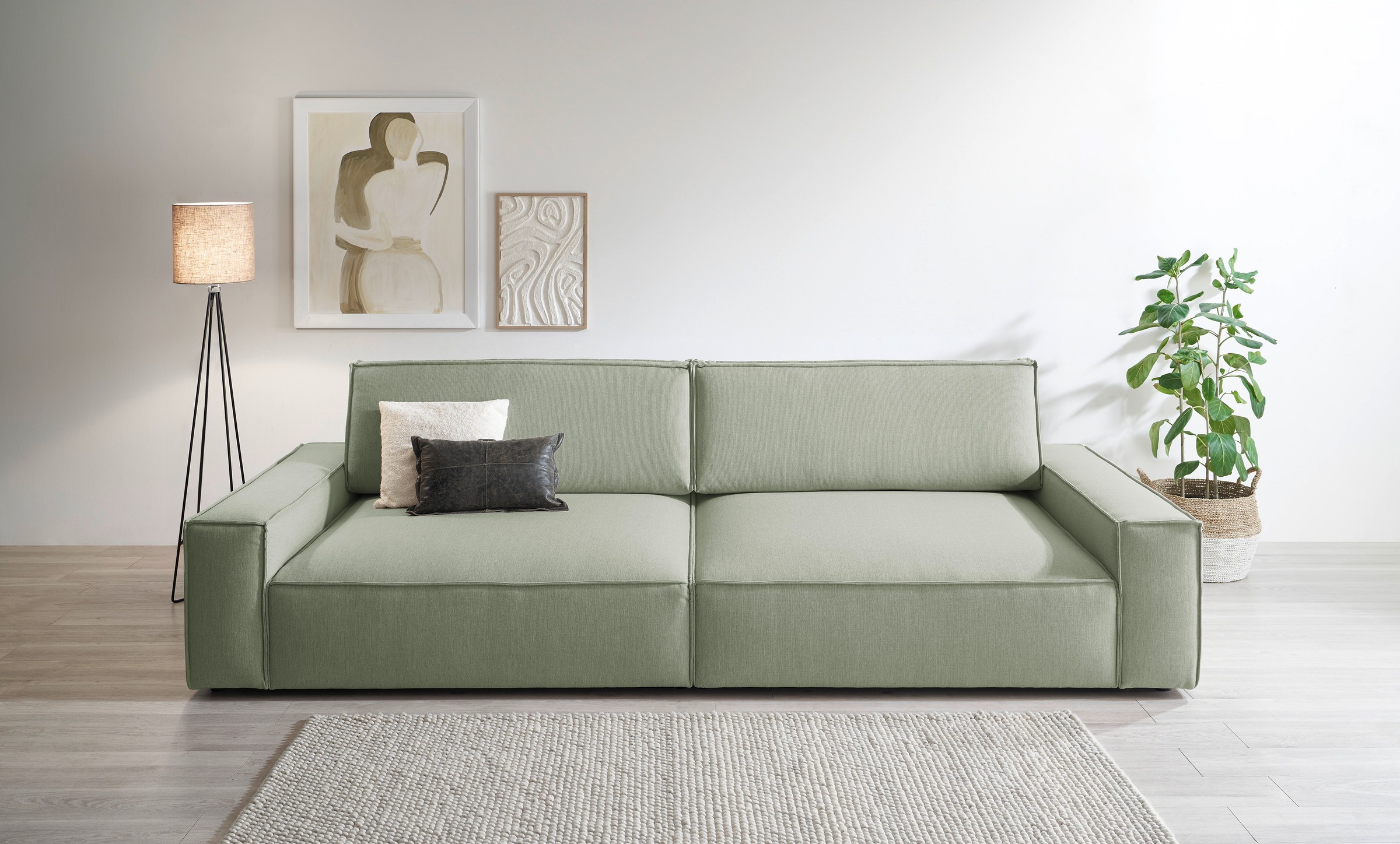 Home affaire Big-Sofa »NEU: SHERWOOD XXL, Big-Sofa (316cm), extra tiefe Sitzfläche 95 cm«, bequemer Sitzkomfort, Cord u. Leinenoptik, Kedernaht