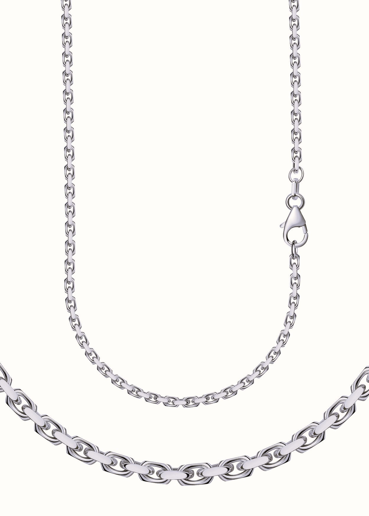 FIRETTI Damen Collierkettchen "Schmuck Silber 925 Armband Kette Ankerkette diamantiert", 45, Silber 925 (Sterlingsilber), B: 4,5mm, silber, Silber