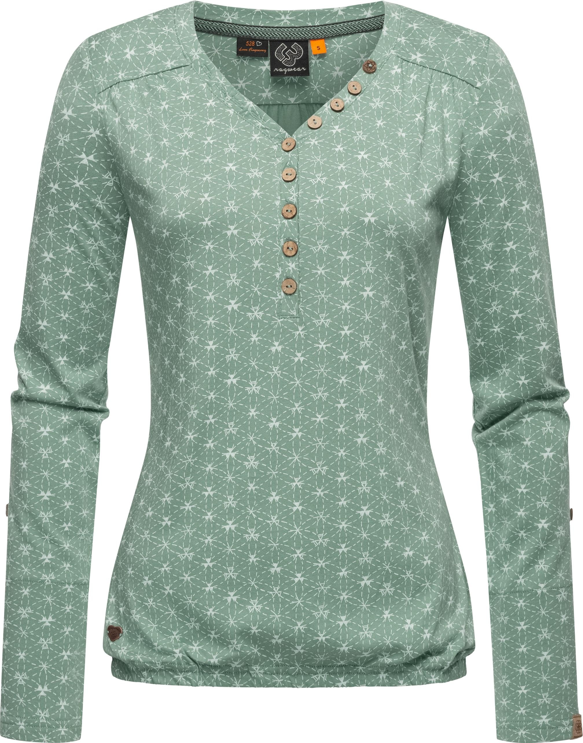 Ragwear Langarmshirt »Pinchi Damen | Longsleeve Stylisches Print«, mit bestellen BAUR Knöpfen
