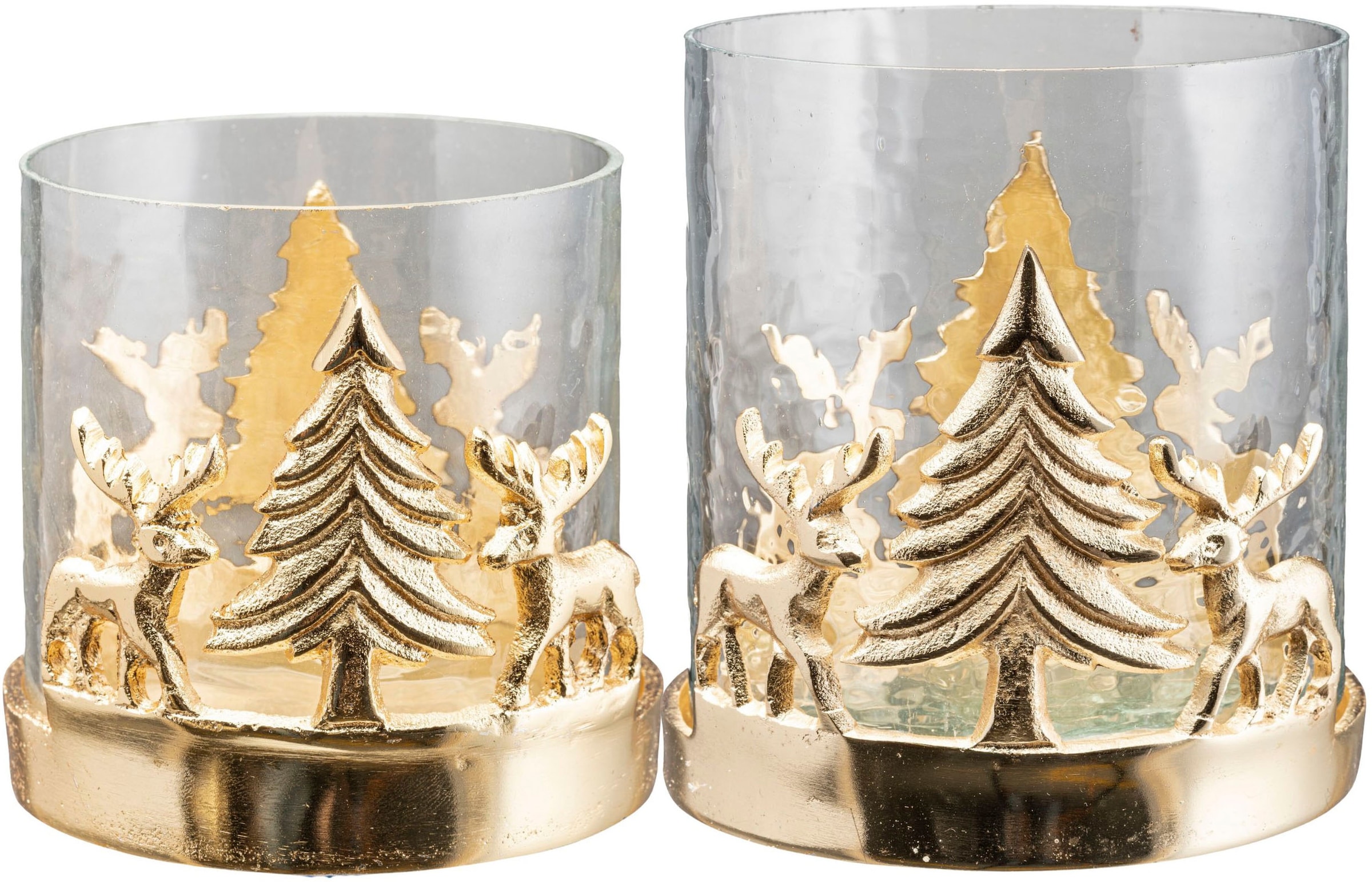 Creativ home Windlicht »Kerzenhalter Baum Weihnachtsdeko | Reh«, 2 mit mit St.), (Set, Weihnachtslandschaft, BAUR bestellen