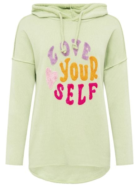 Zwillingsherz Hoodie »"Love Yourself"«, Kapuze, Flockprint, Langarm, Kordelzug