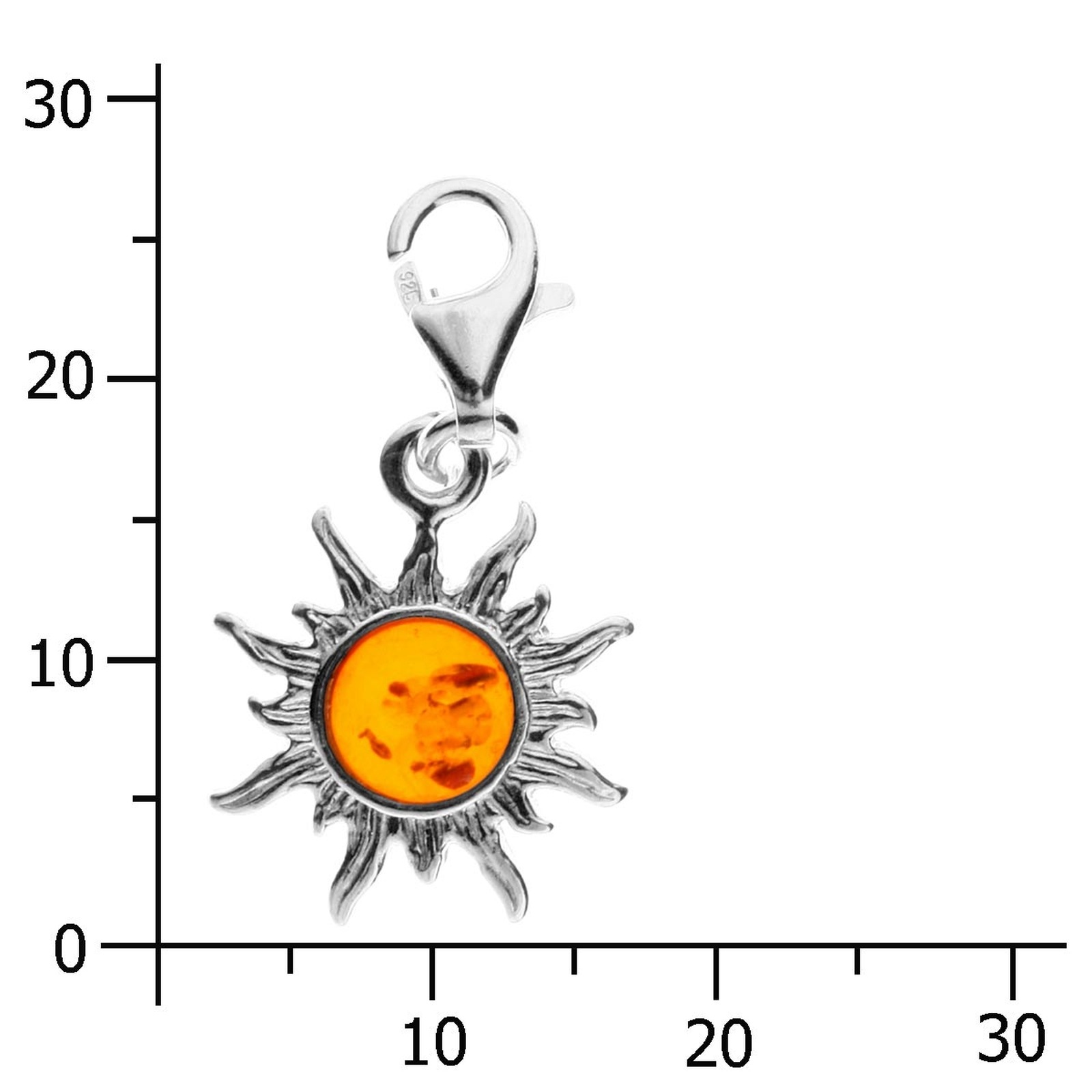 Kettenanhänger OSTSEE-SCHMUCK "- Sonne 14 mm - Silber 925/000 - Bernstein" Gr. 26, silber (silber 925, silberfarben, weiß), Schmuckanhänger, Damen, Silber 925 (Sterlingsilber), Kettenanhänger 5