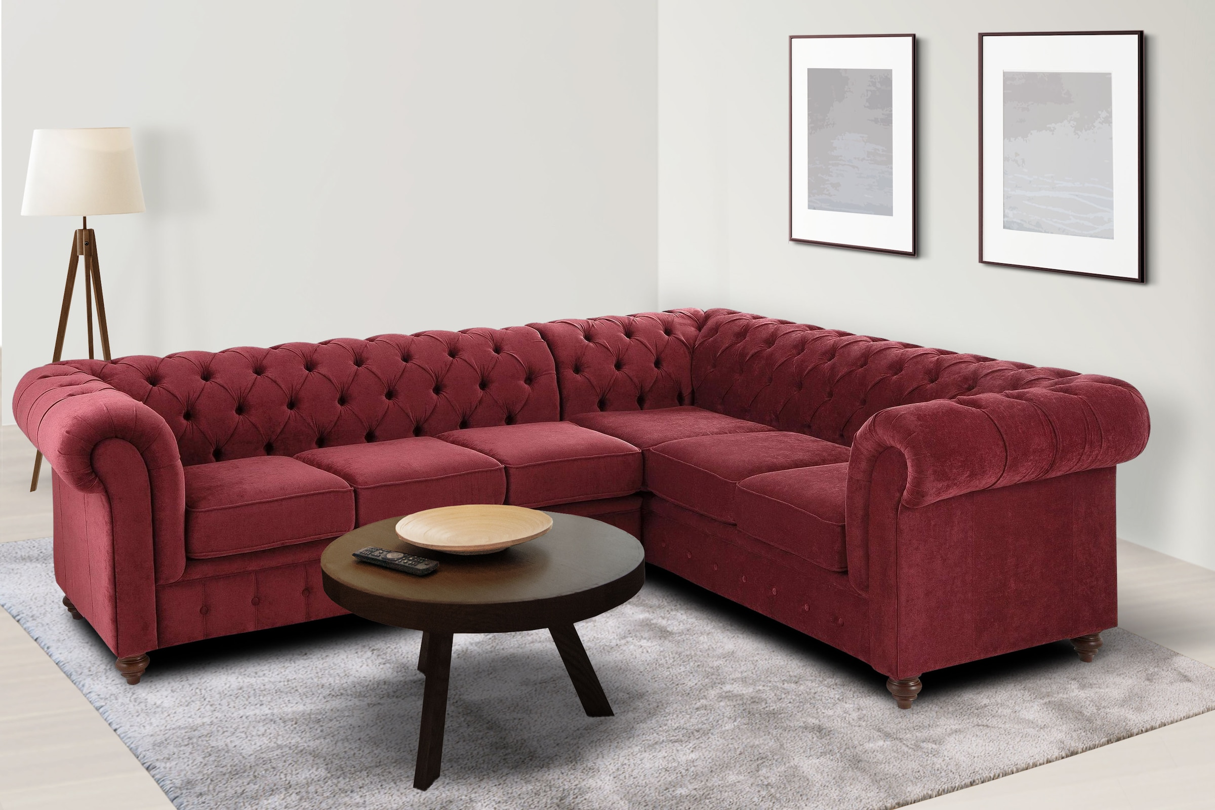 OTTO home Chesterfield-Sofa "Chesterfield Ecksofa, auch in Leder L-Form" hochwertige Knopfheftung, langer Schenkel links oder rechts wählbar
