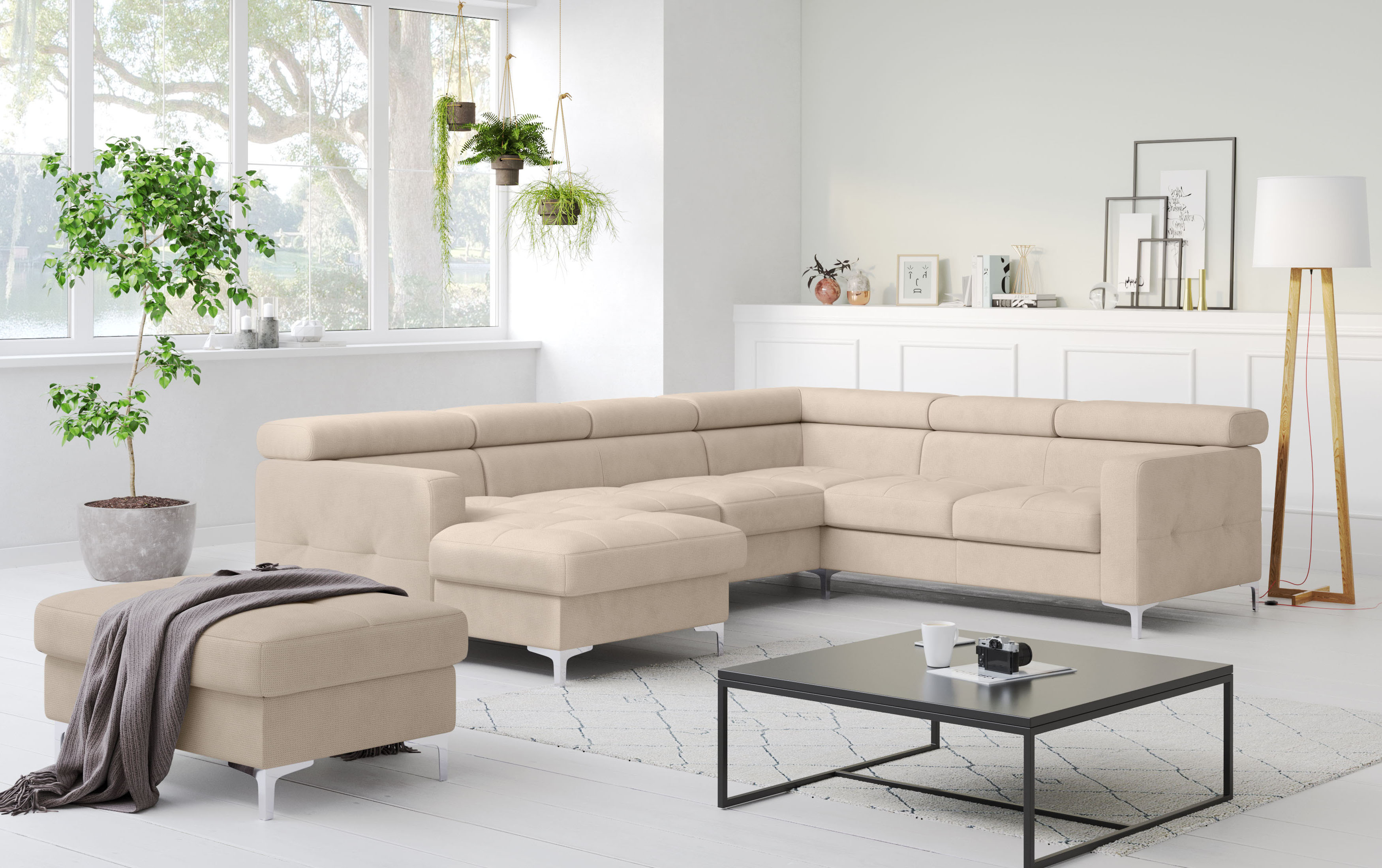COTTA Wohnlandschaft "Sammy U-Form, B: 304 cm" Kopfteilverstellung, optional Schlaffunktion & Bettkasten