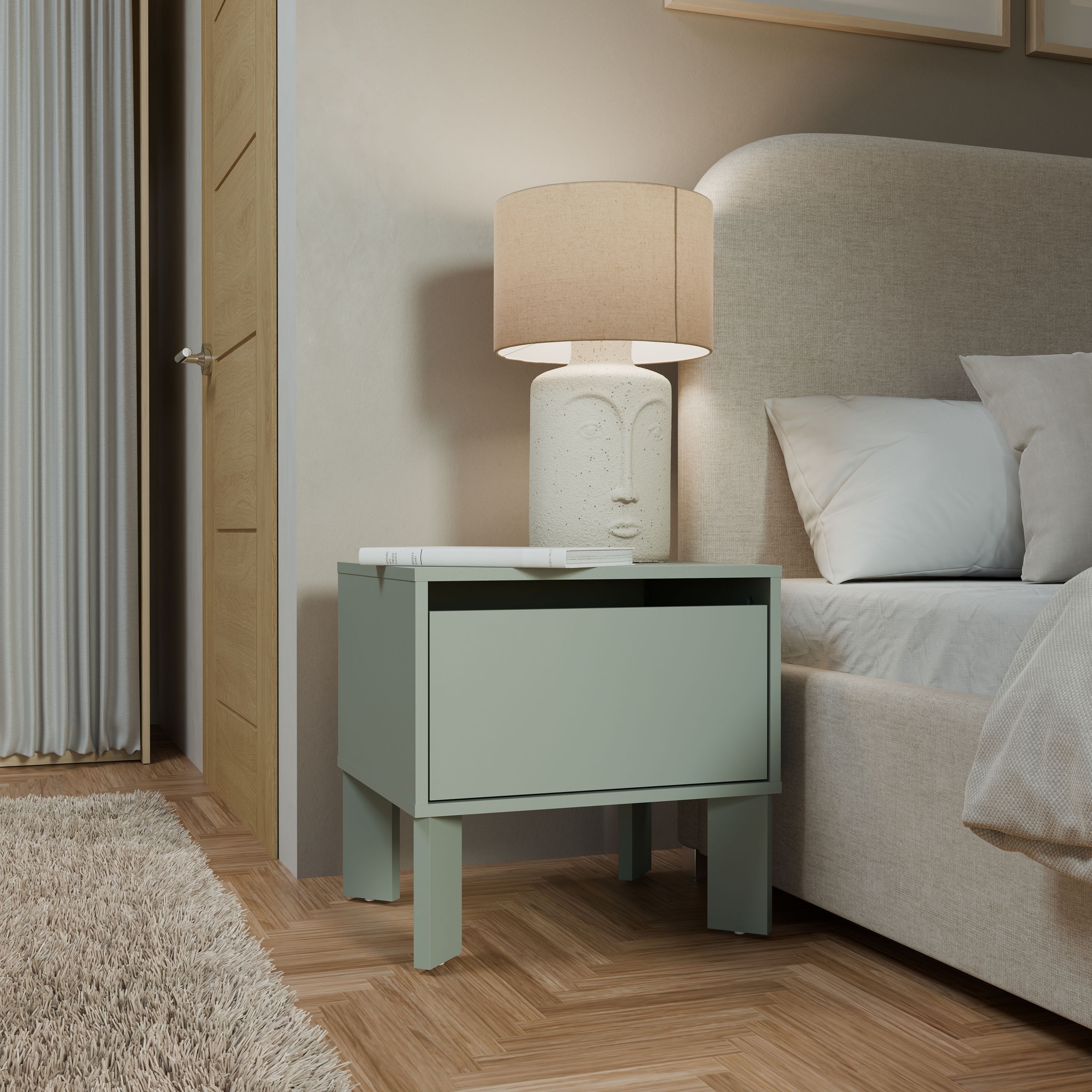 FORTE Nachtkommode »Tahoe Nachtkommode, grifflos, Schubkasten« B/H/T 48,2/47,5/41,4 cm