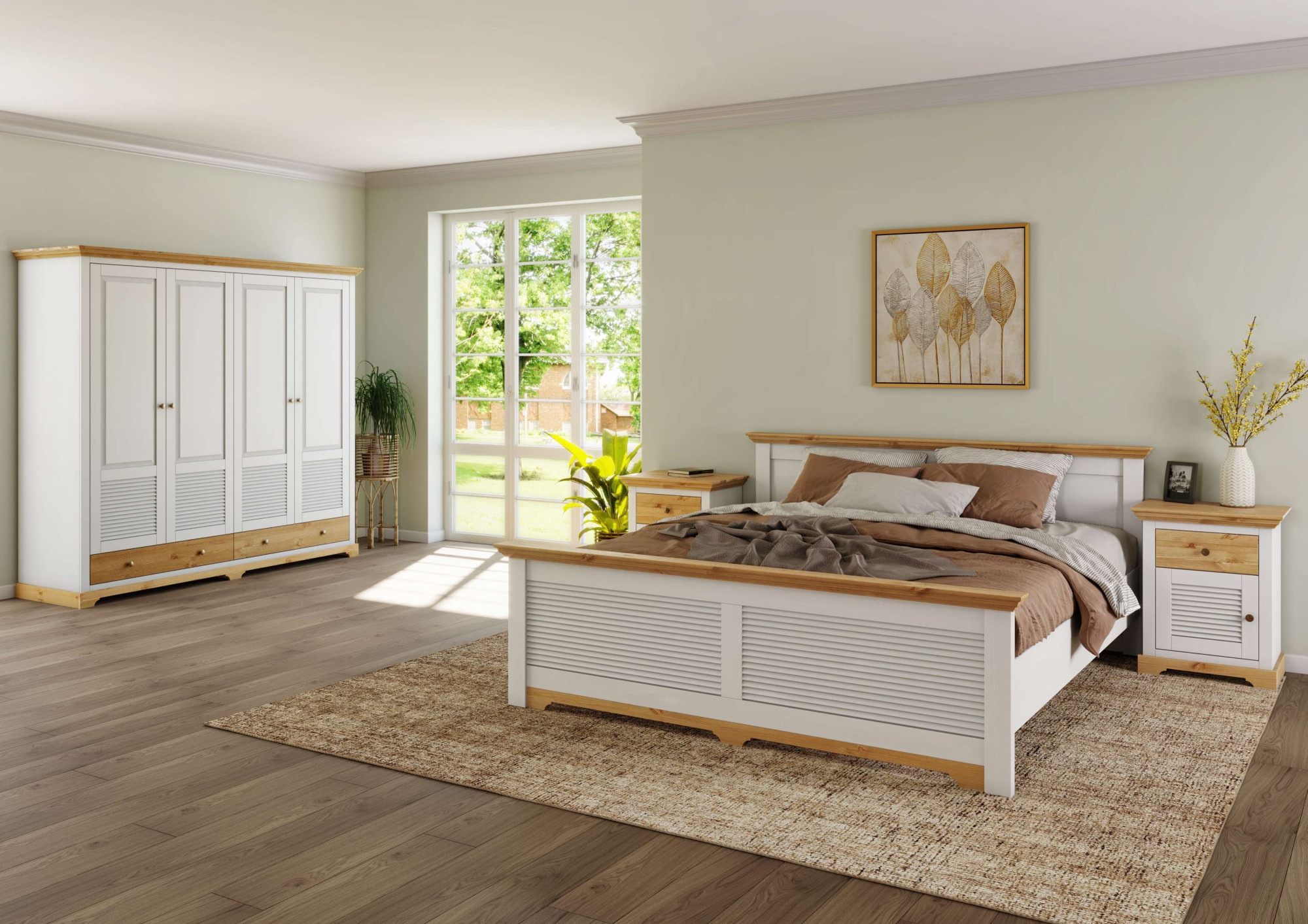 OTTO home Kleiderschrank "Rauna, aus massiver Kiefer, 4-türig, mit Lamellen günstig online kaufen