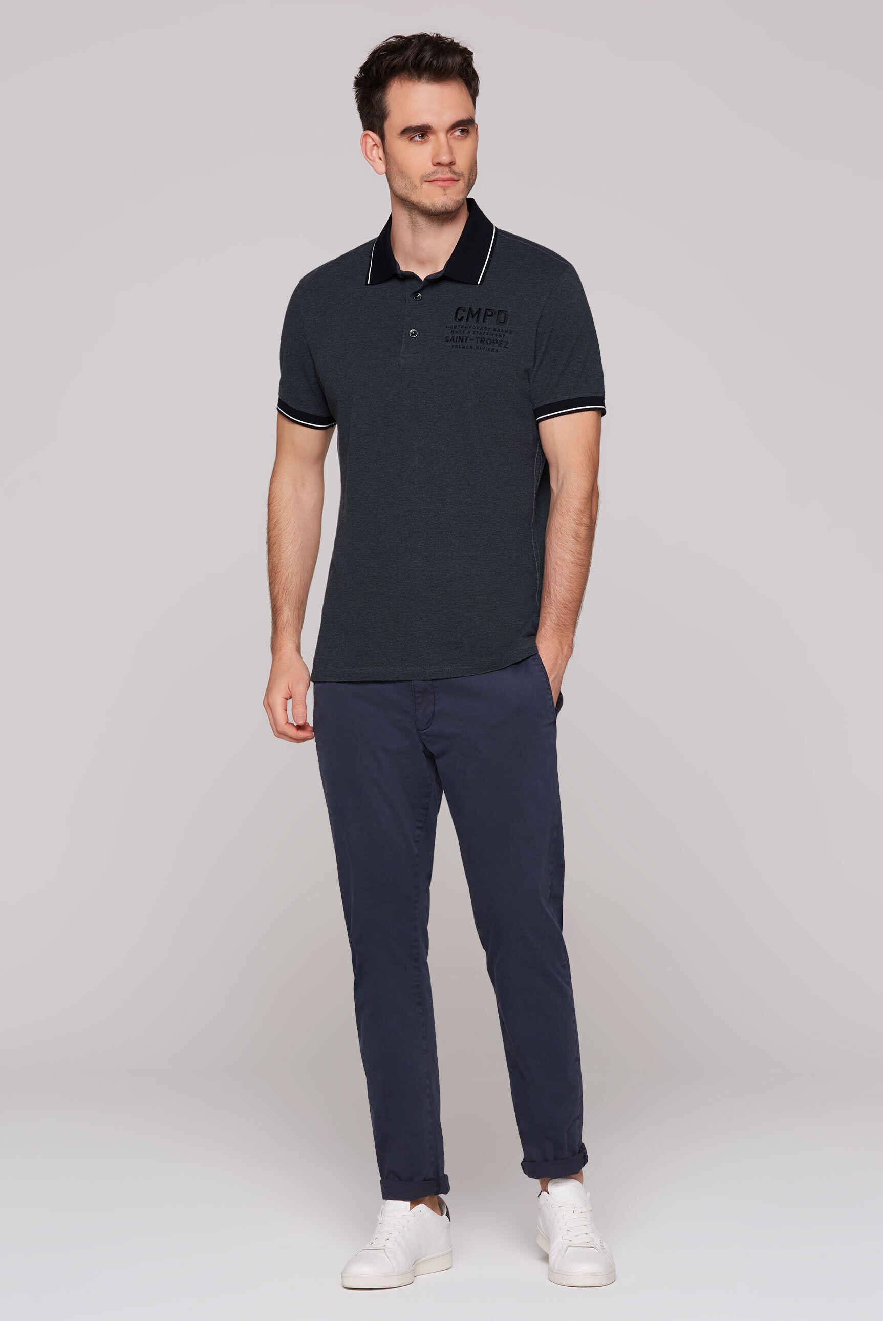CMPD Poloshirt, mit Seitenschlitze und längerer Rückenpartie