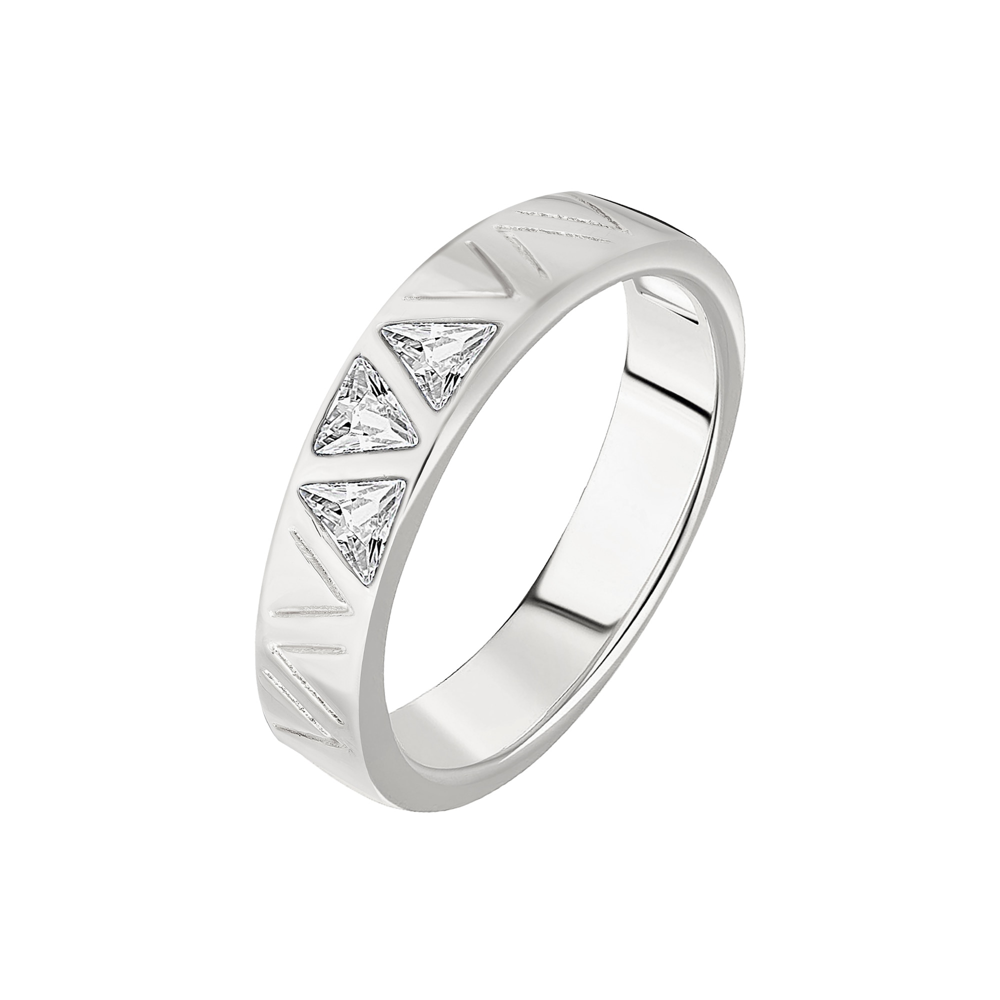 CAÏ Fingerring »925 Sterling Silber rhodiniert mit Zirkonia Dreiecken«