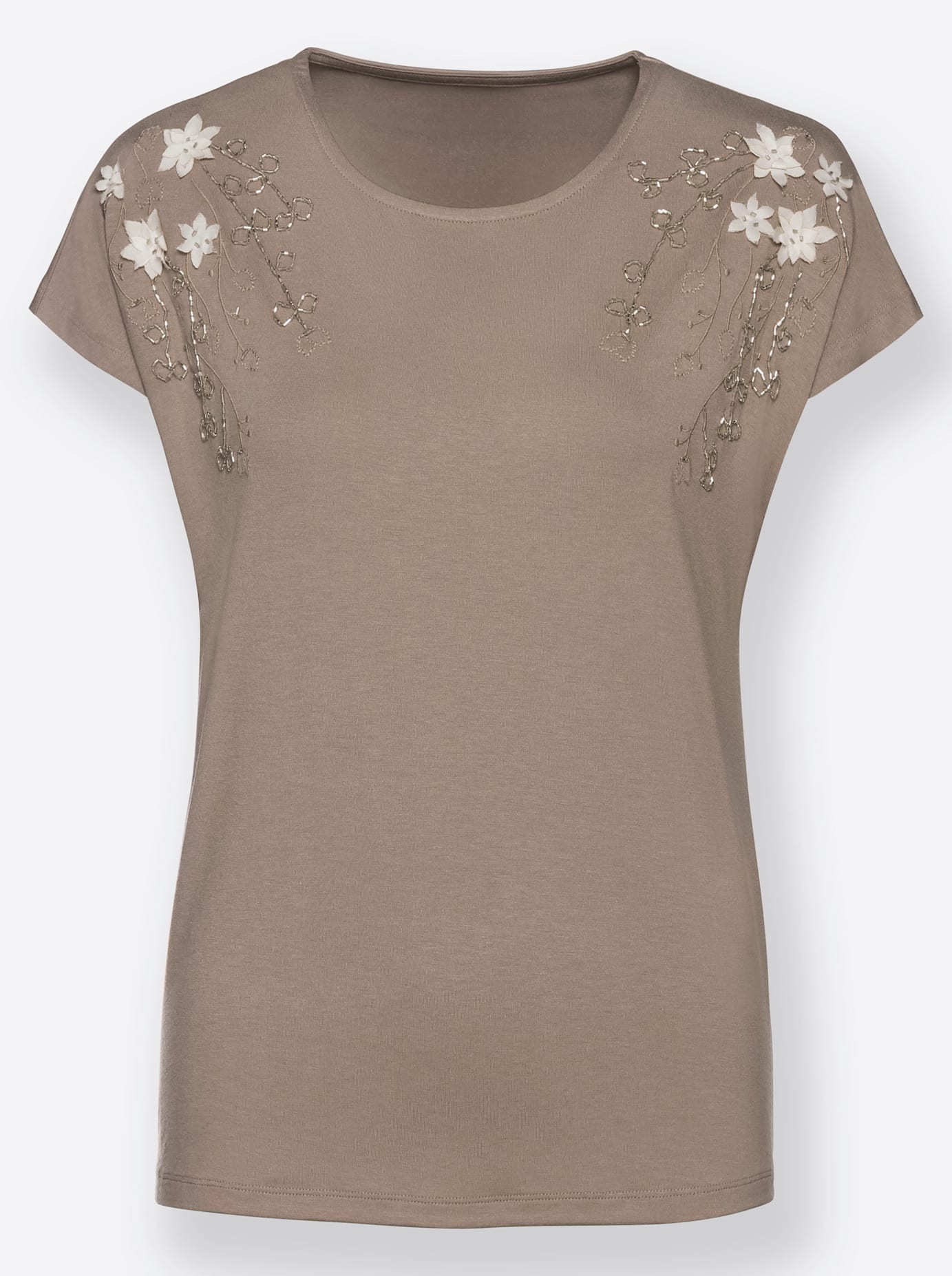 Rundhalsshirt LADY "Shirt", Damen, Gr. 54, beige (sesam), 95% Viskose, 5% Elasthan, unifarben, Rundhals, Shirts Rundhalsshirt 3