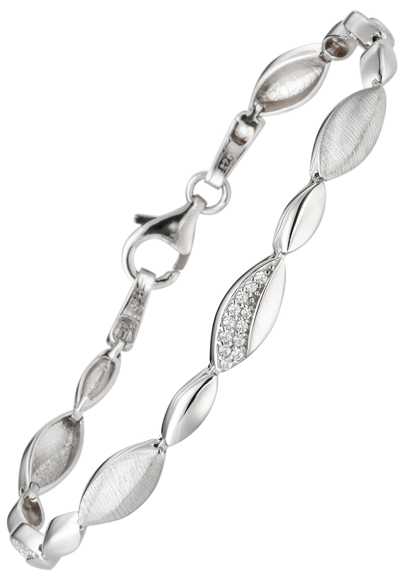 JOBO Armband »Silberarmband« 925 Silber rhodiniert mit 36 Zirkonia 19 cm