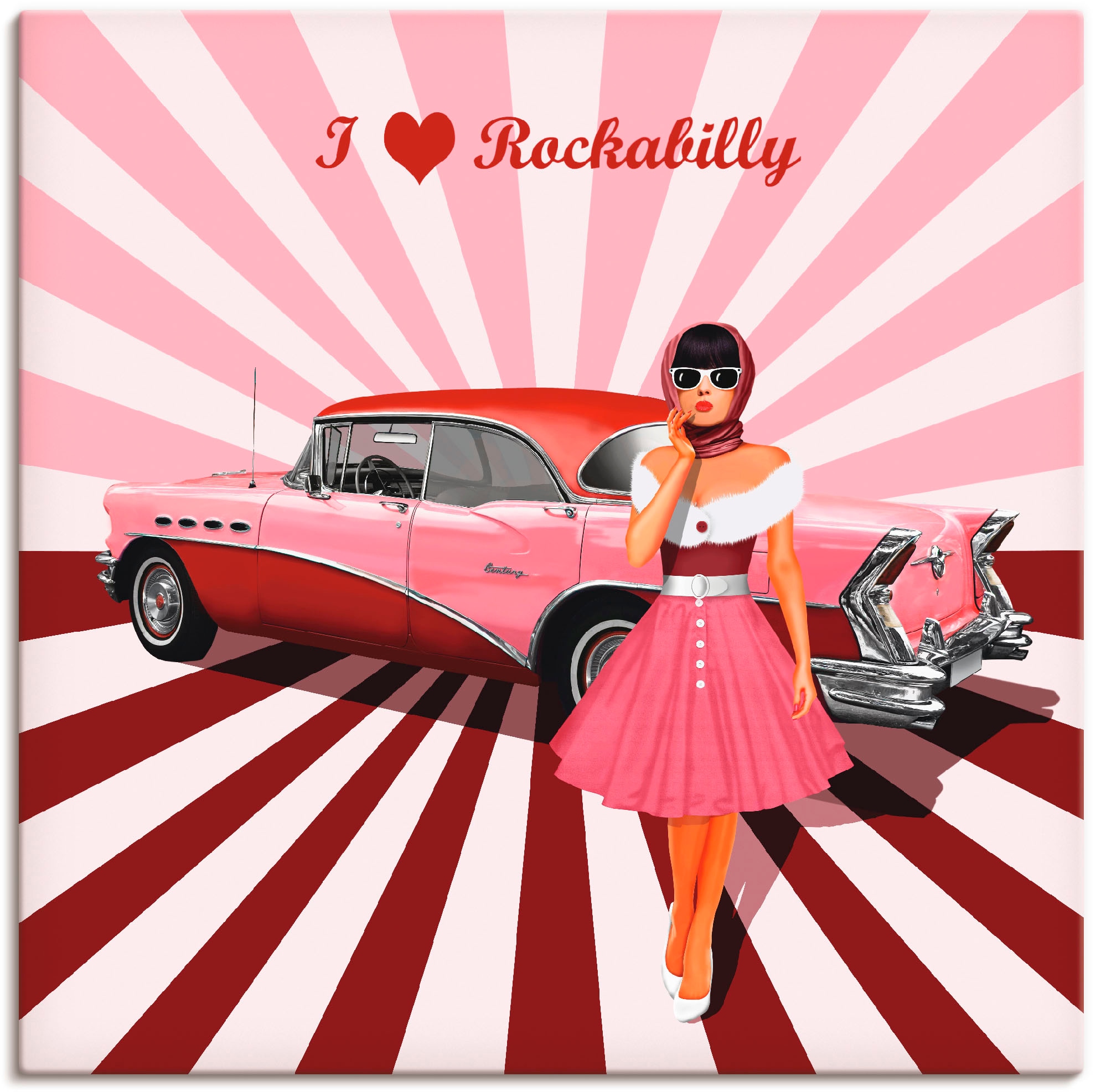 Artland Wandbild "Ich liebe Rockabilly", Ausstellungsplakate, (1 St.), als Alubild, Outdoorbild, Leinwandbild, Poster, W