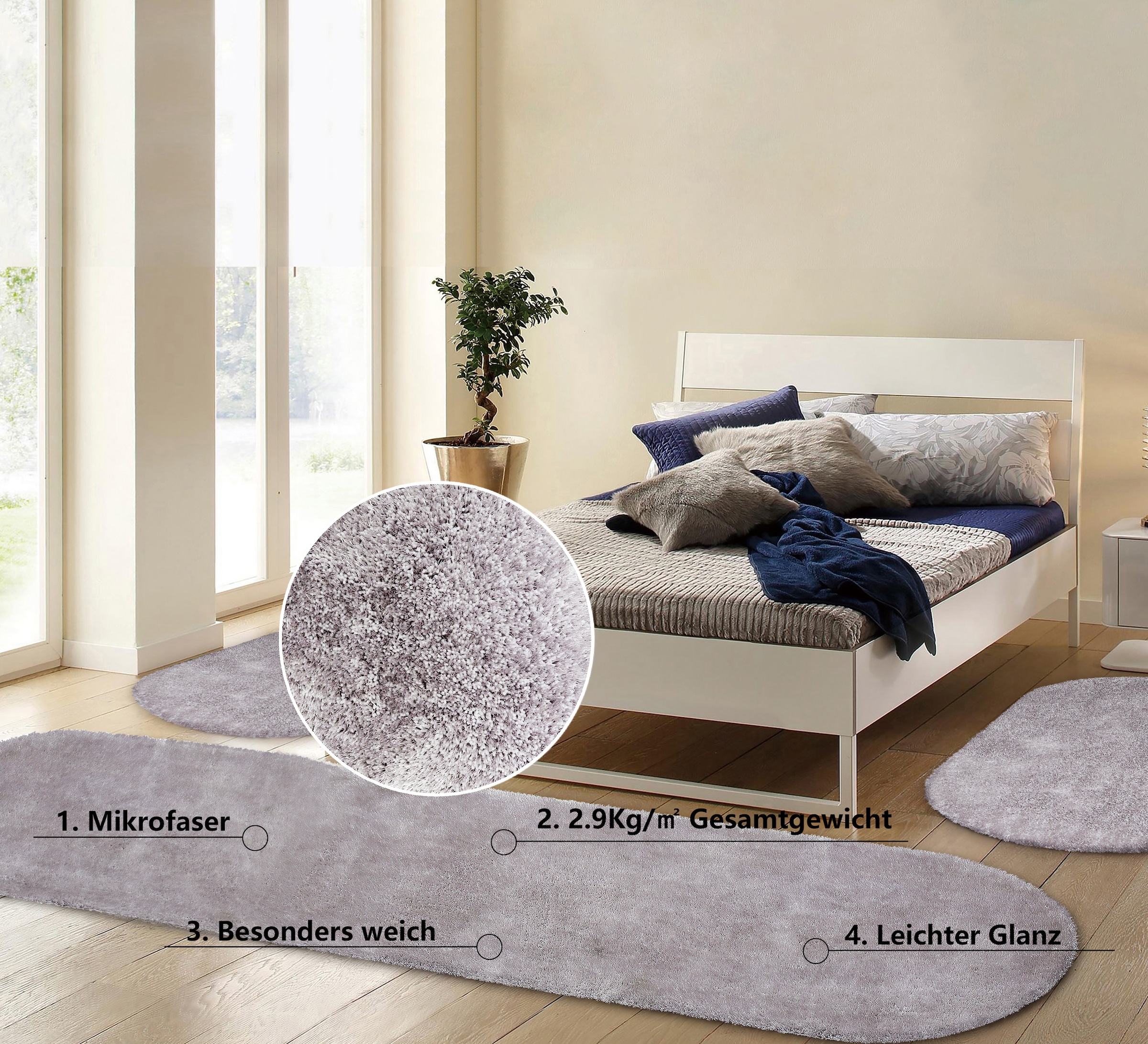 Bruno Banani Hochflor-Bettumrandung "Dana Teppich, Kundenliebling" Höhe 30 günstig online kaufen