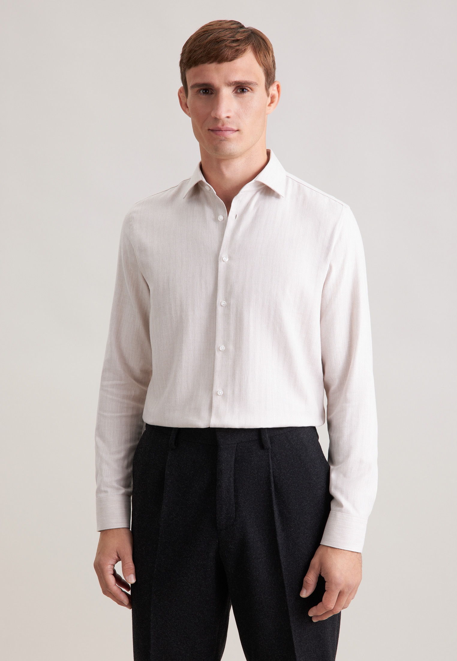 seidensticker Flanellhemd "Schwarze Rose" Shaped 1/1 Kentkragen Fischgrat günstig online kaufen