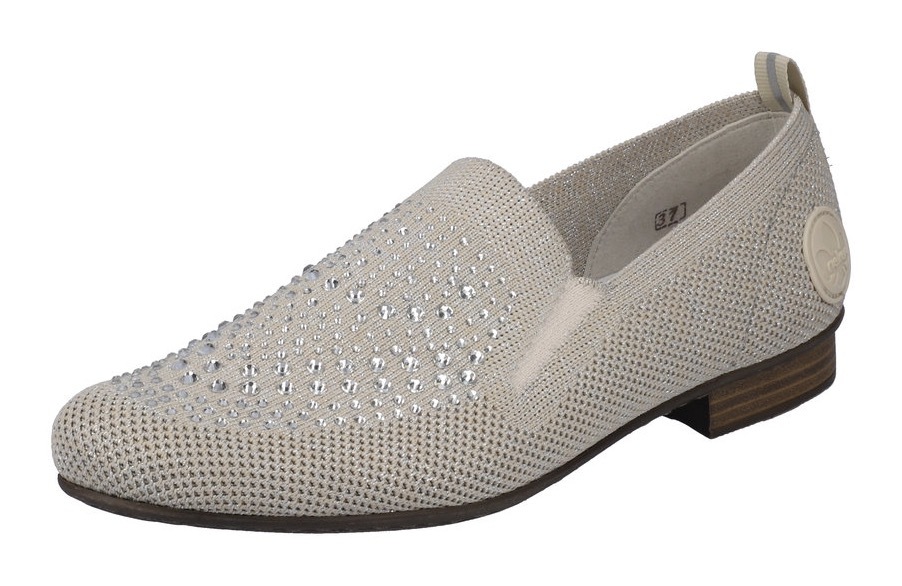 Rieker Slipper, Loafer, Business Schuh mit Strass-Steinchen verziert