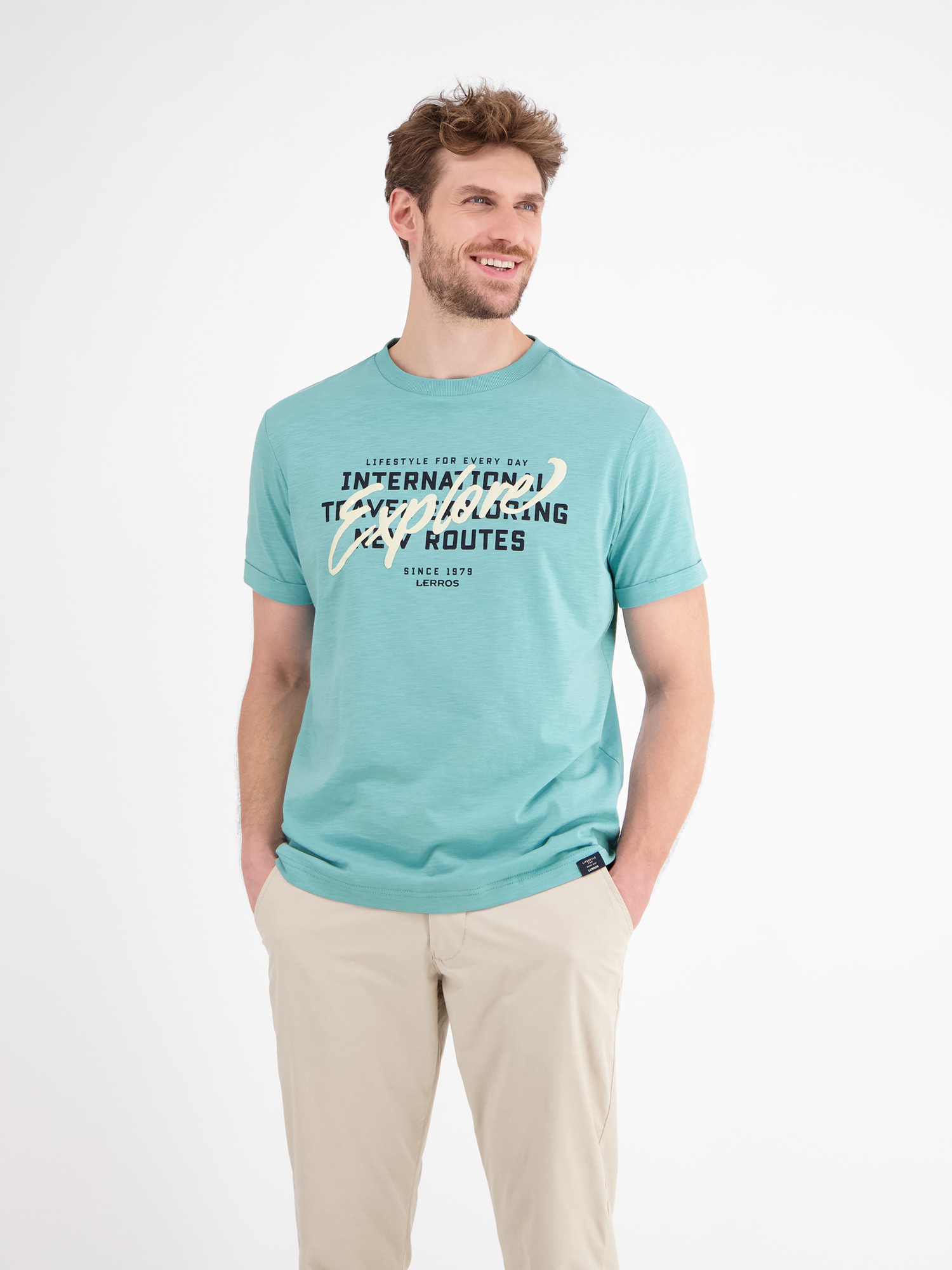 LERROS T-Shirt "Herren Jersey T-Shirt mit Brustprint" günstig online kaufen