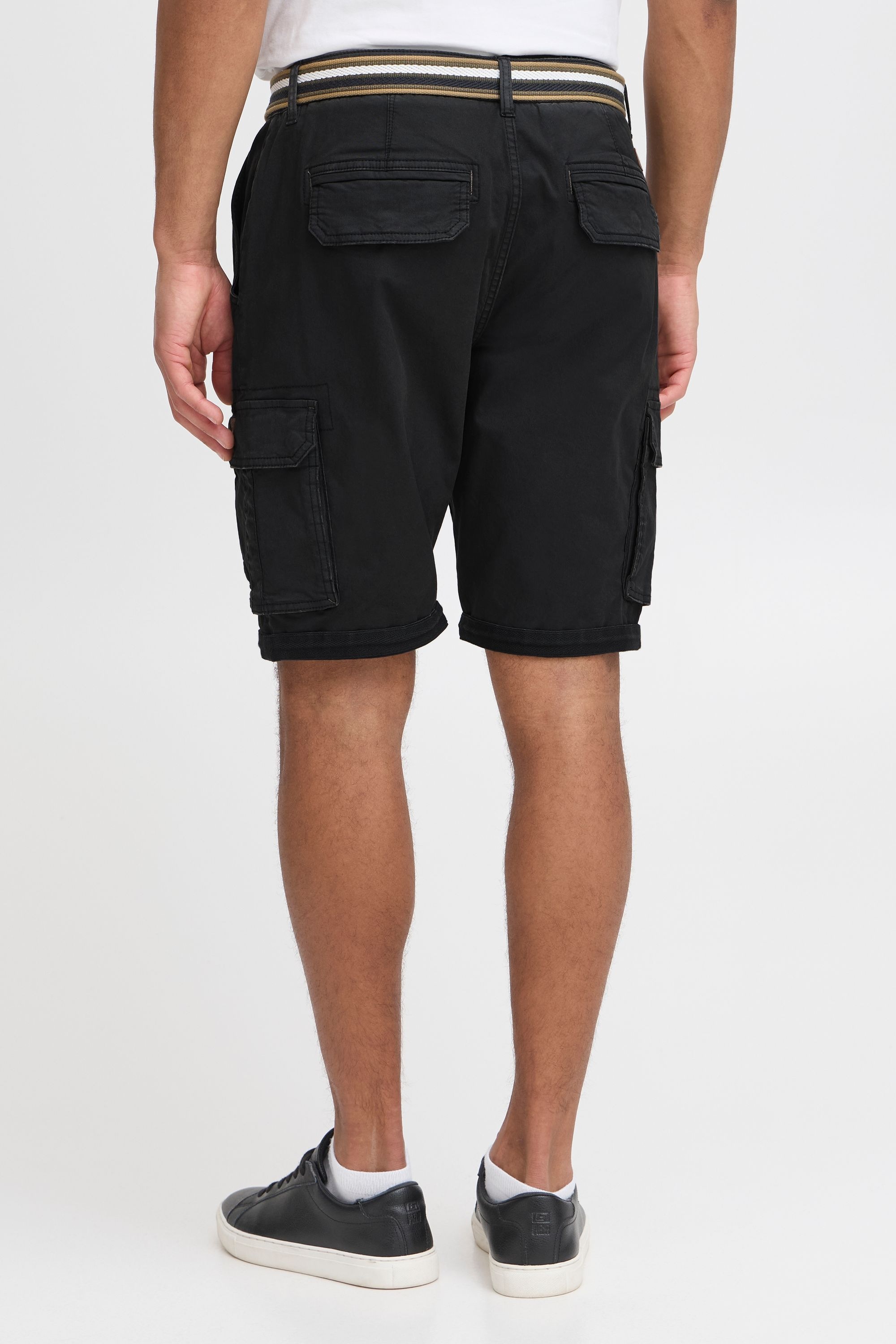 Cargoshorts BLEND "BHBrian", Herren, Gr. XXL, US-Größen, schwarz, Web, 98% Baumwolle, 2% Elasthan, unifarben, regular fit kurz, Hosen, Stilvolle Cargo Shorts mit Taschen und Gürtel 3